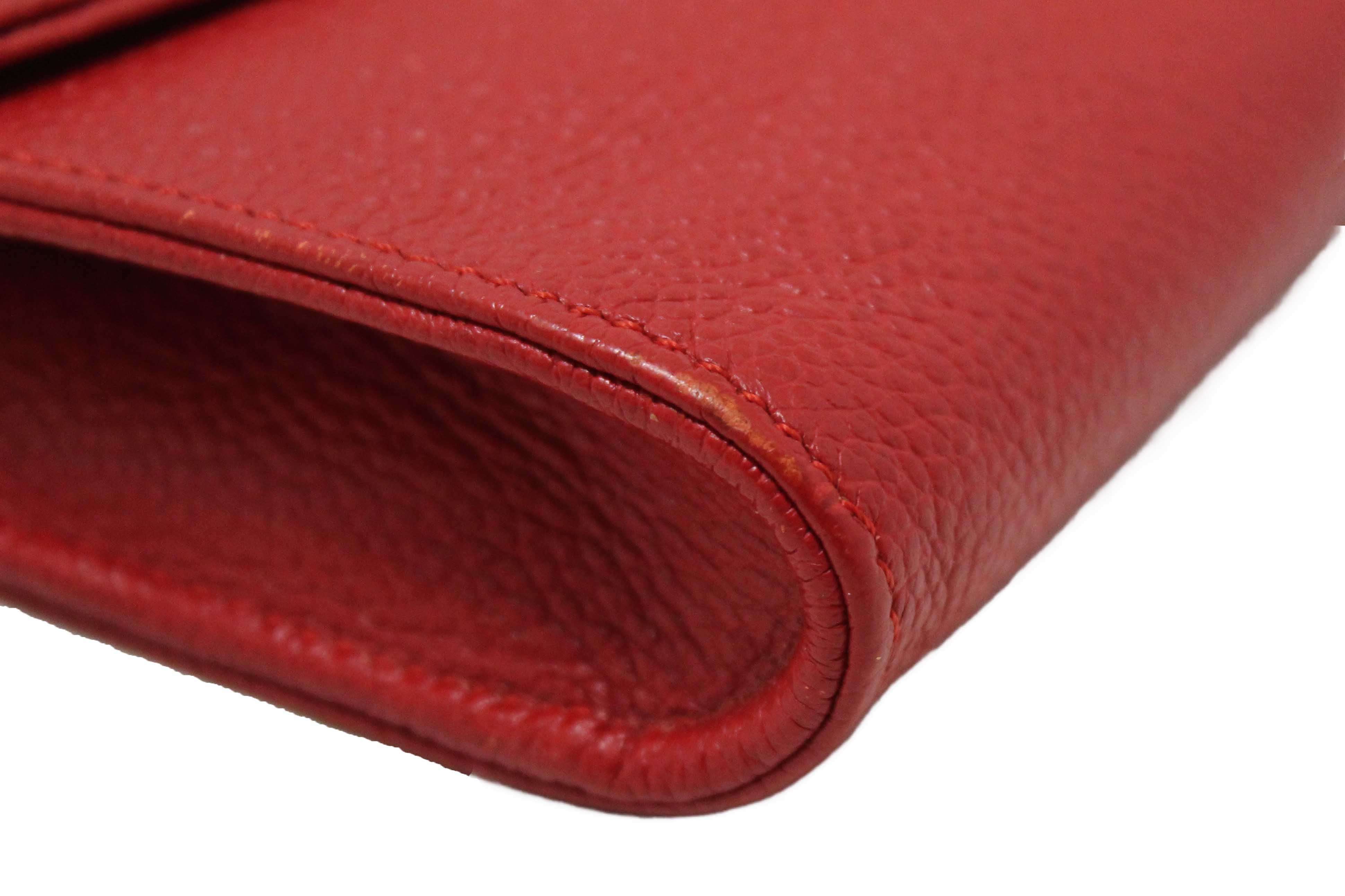 Authentic Louis Vuitton Red Empreinte Leather Saint-Germain Pochette With Chain