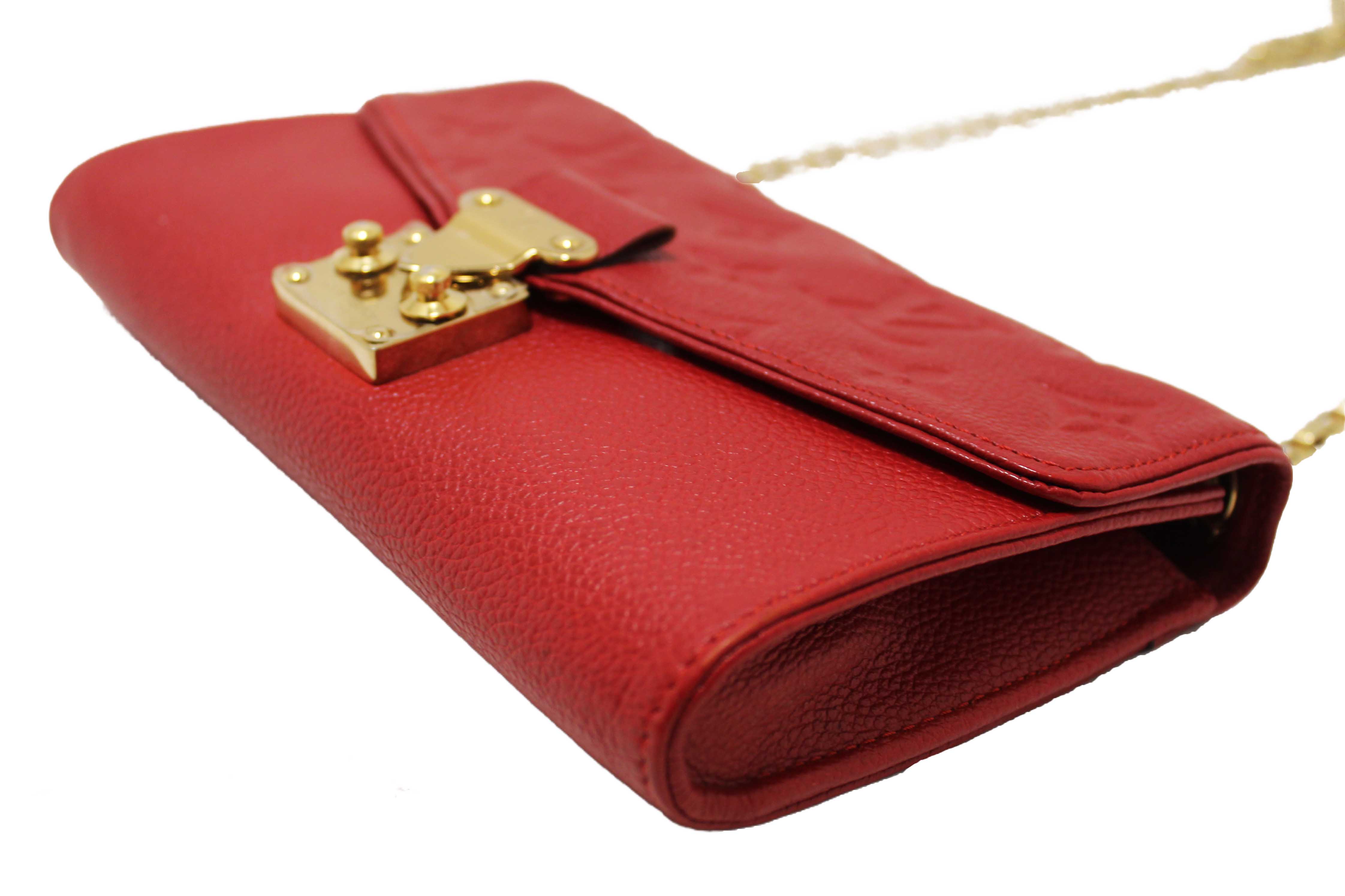 Authentic Louis Vuitton Red Empreinte Leather Saint-Germain Pochette With Chain