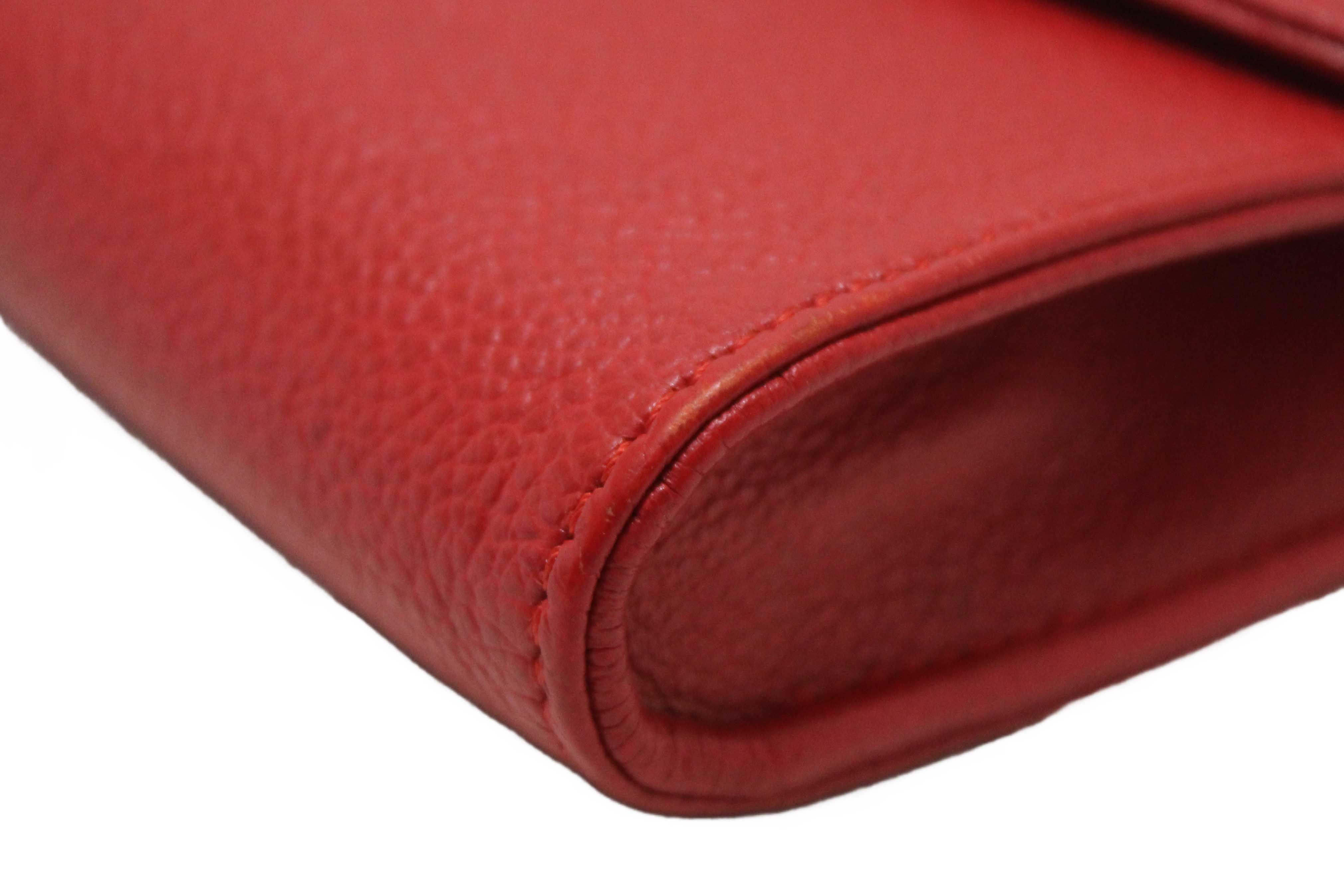 Authentic Louis Vuitton Red Empreinte Leather Saint-Germain Pochette With Chain