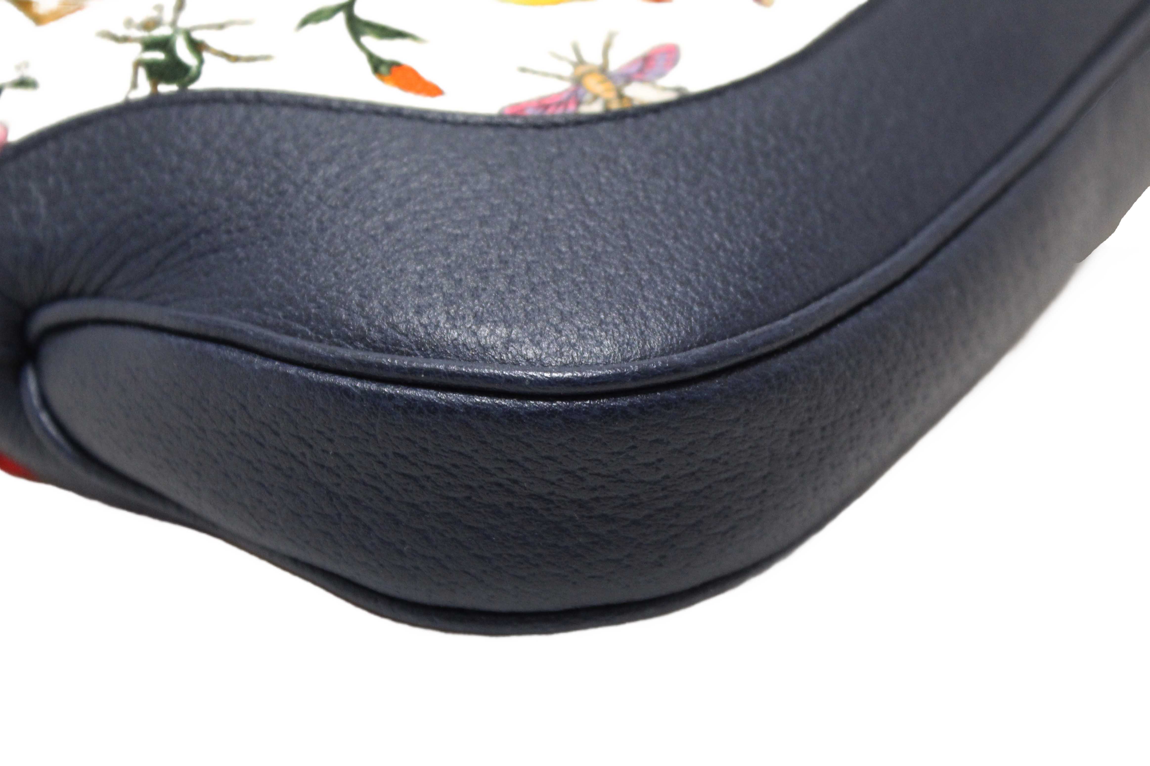 Authentic Gucci Blue Flora Canvas Jackie 1961 Medium Shoulder Bag 550152