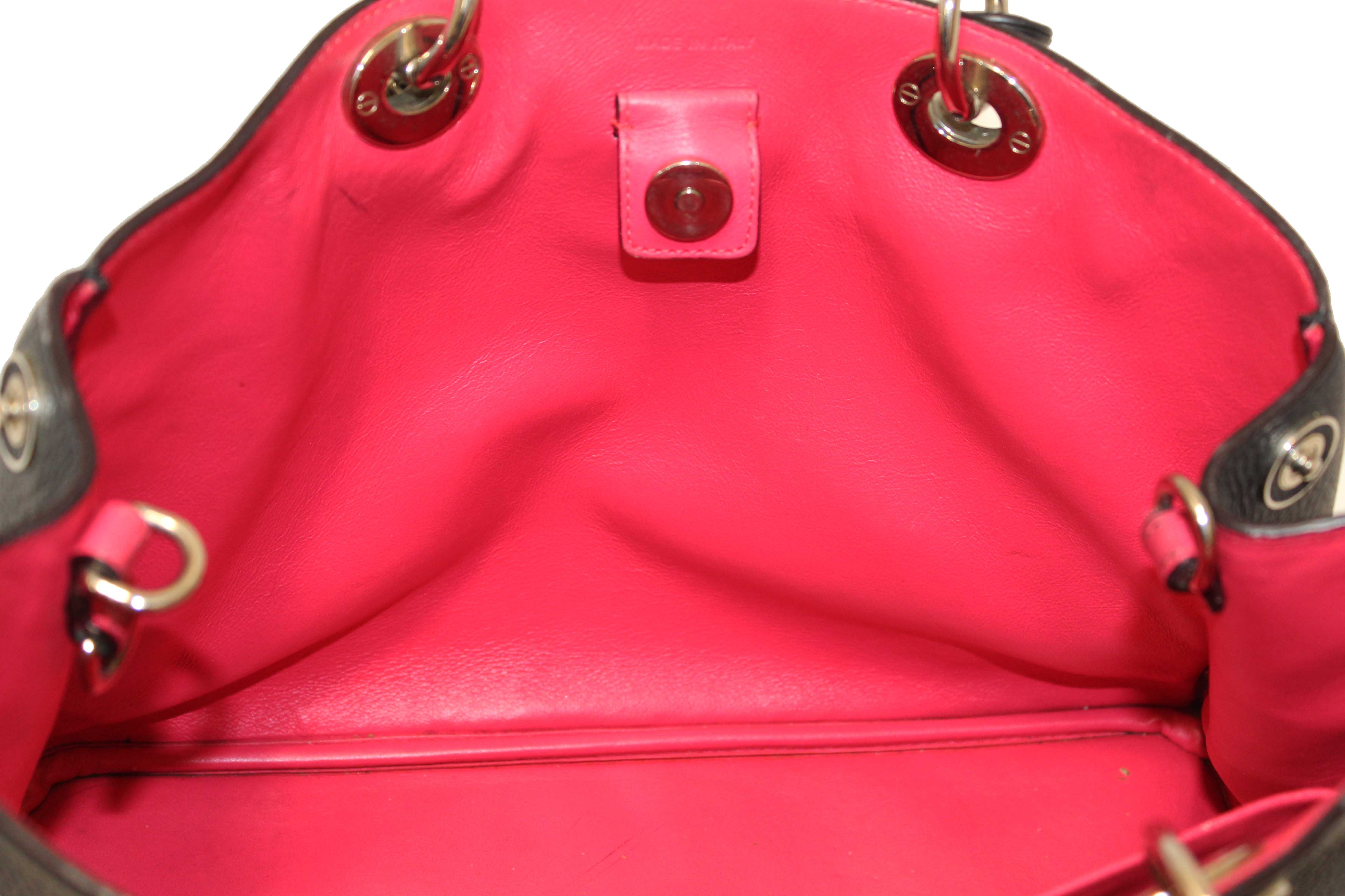 Authentic Christian Dior Black Pebbled Leather Medium Diorissimo Tote Bag