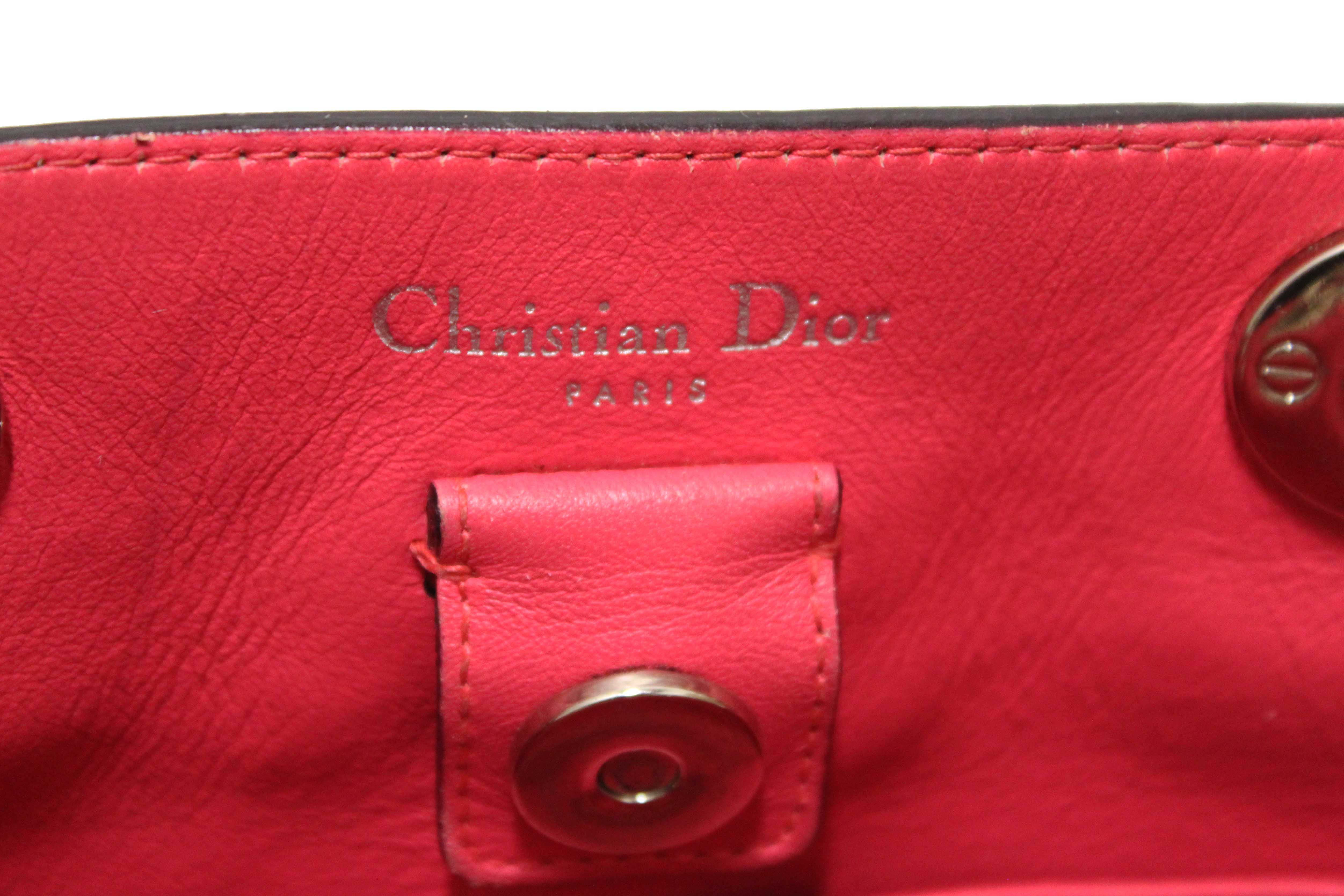 Authentic Christian Dior Black Pebbled Leather Medium Diorissimo Tote Bag