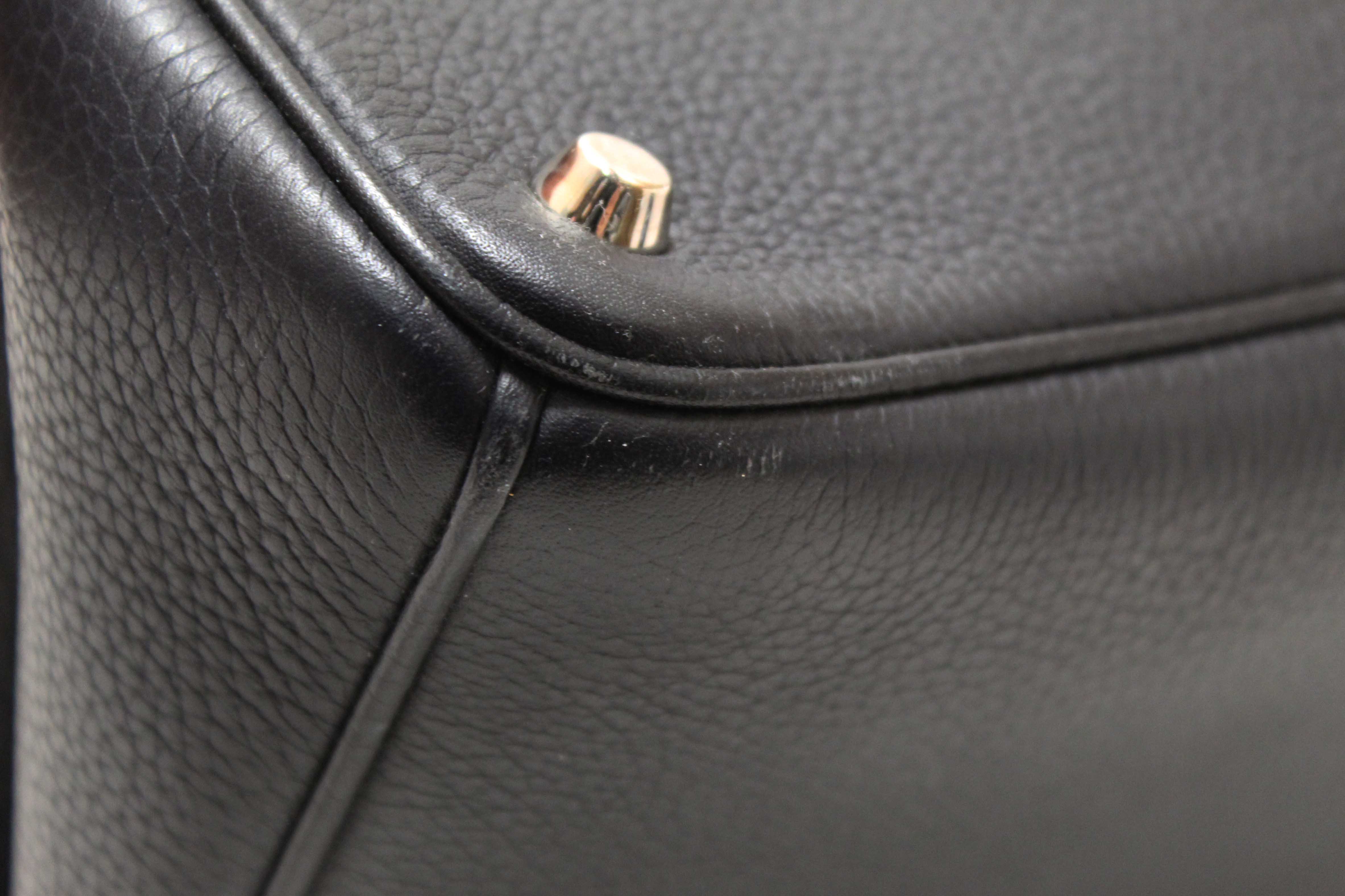 Authentic Christian Dior Black Pebbled Leather Medium Diorissimo Tote Bag