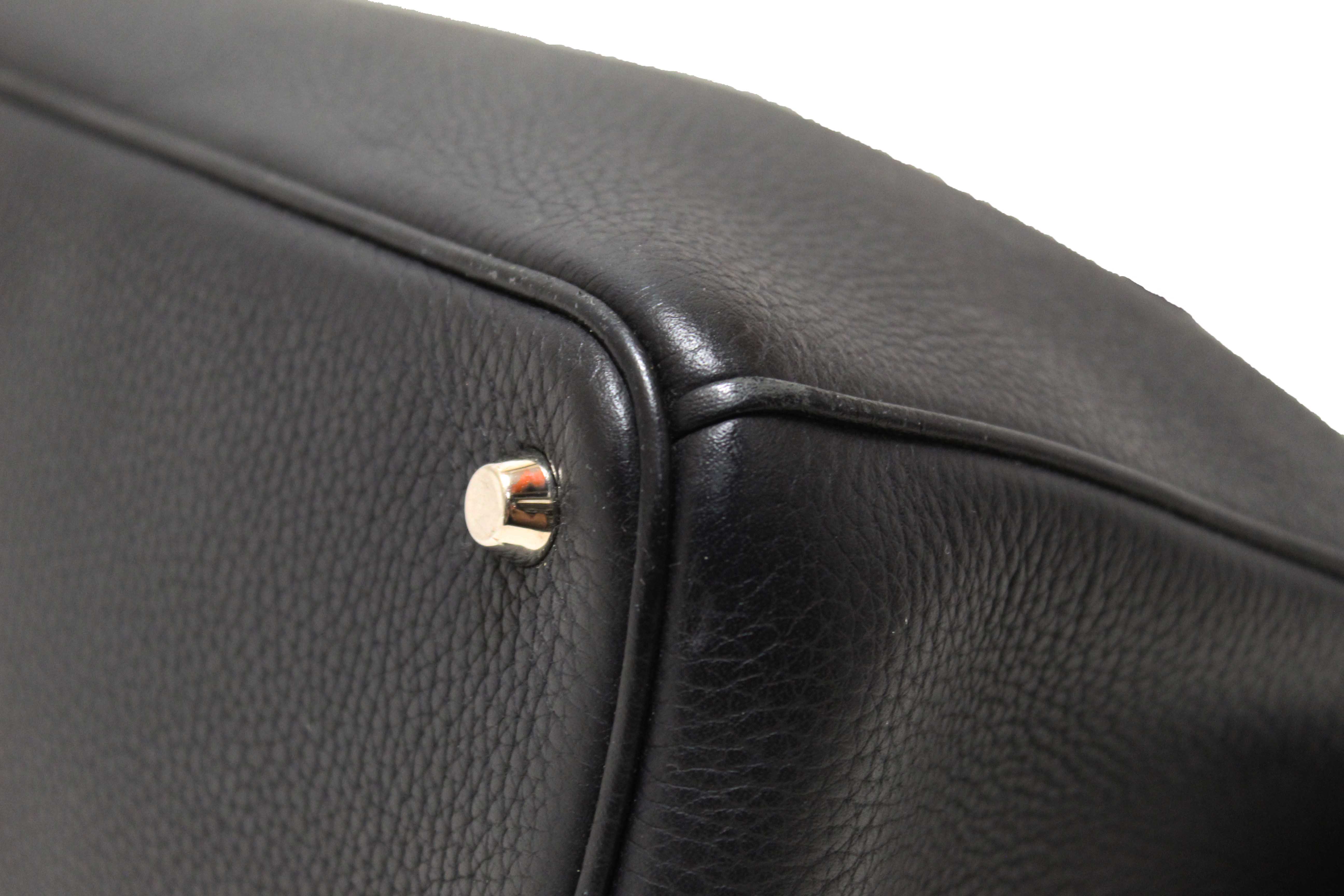 Authentic Christian Dior Black Pebbled Leather Medium Diorissimo Tote Bag