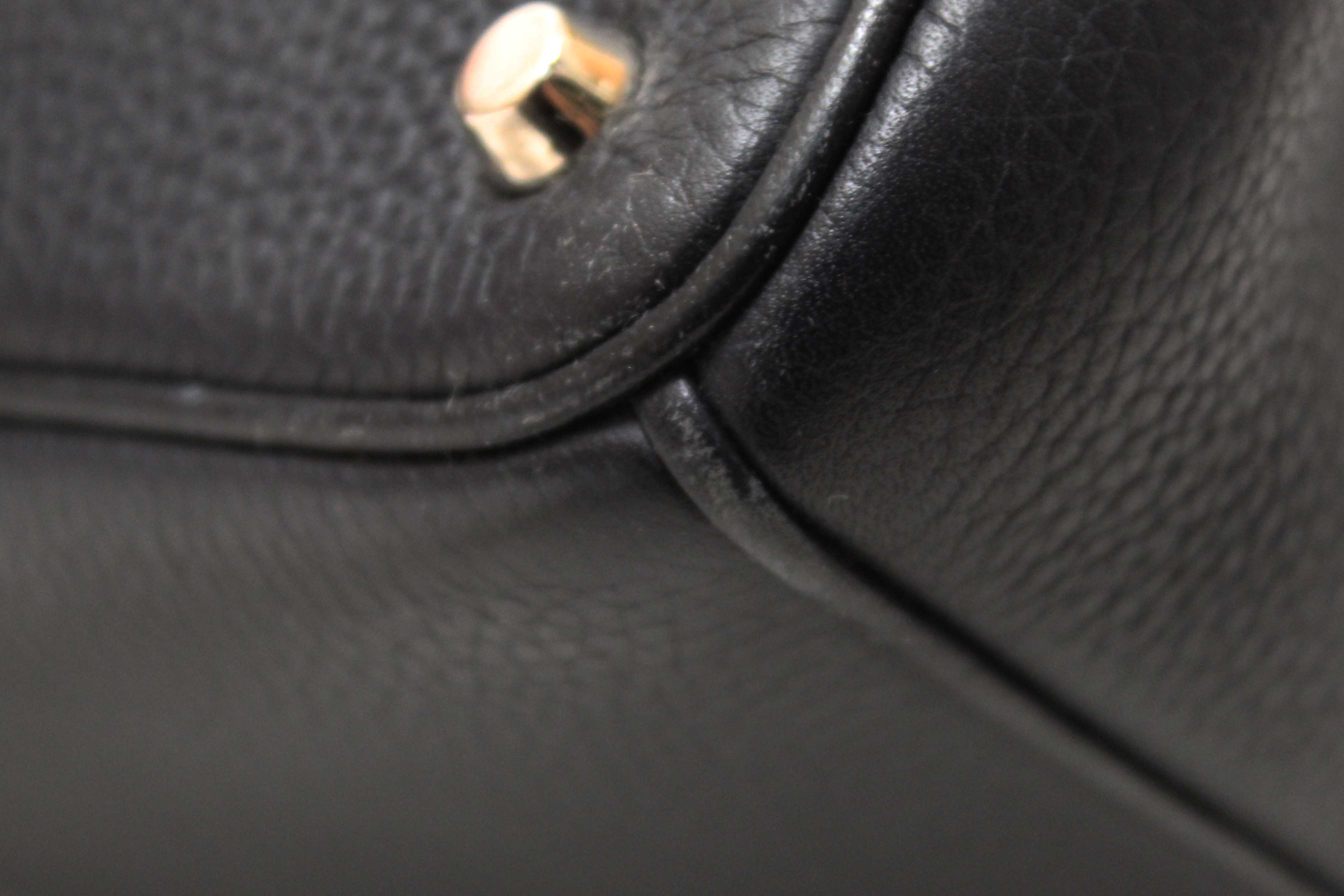 Authentic Christian Dior Black Pebbled Leather Medium Diorissimo Tote Bag