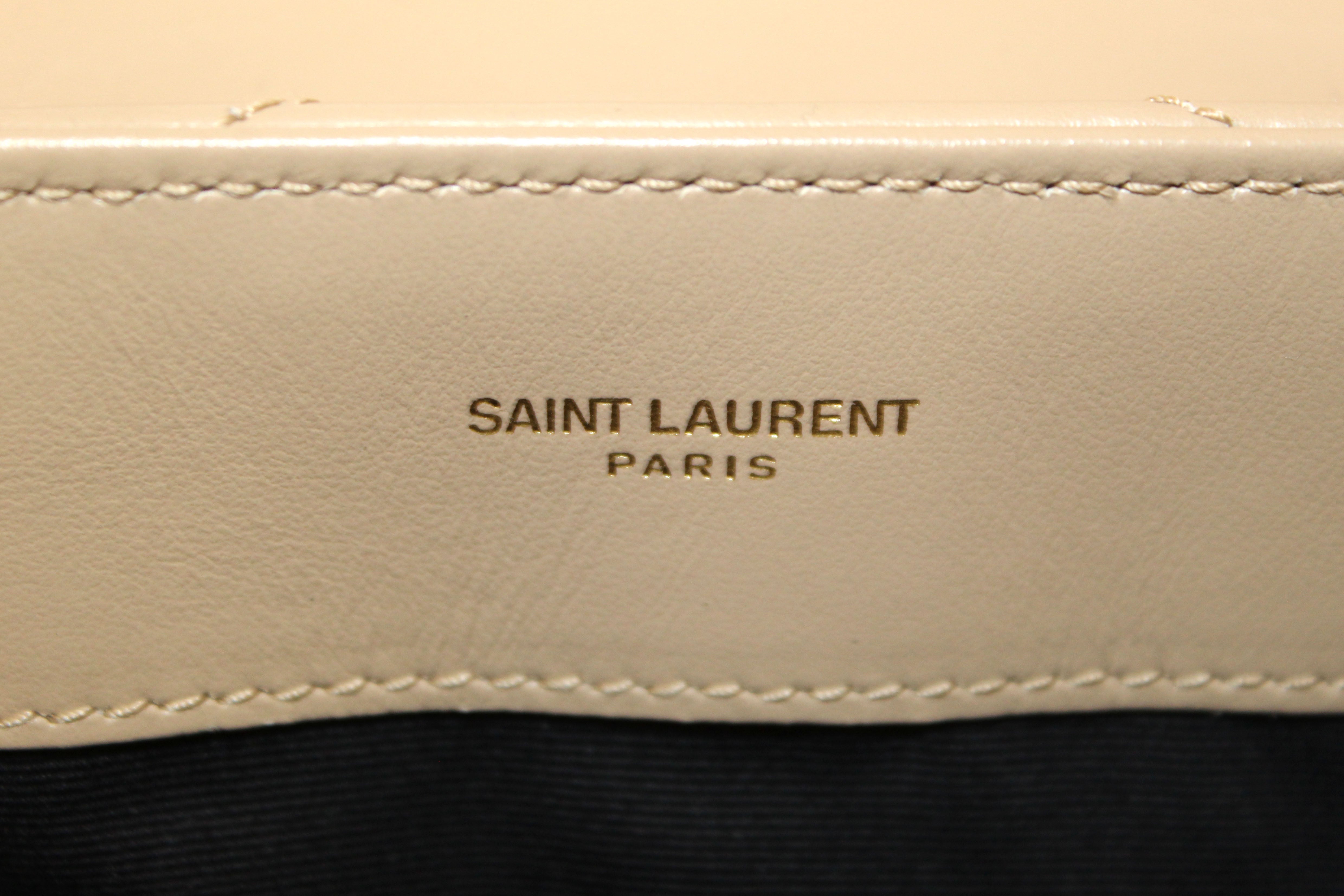 Authentic Yves Saint Laurent YSL Beige Leather Loulou Small Shoulder Bag