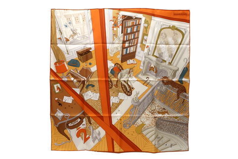 Authentic New Hermes Orange Mystere Au 24 Scarf 90cm