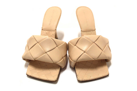 Authentic Bottega Venetal Beige Leather Lido Mule Open Sandals Shoes 37