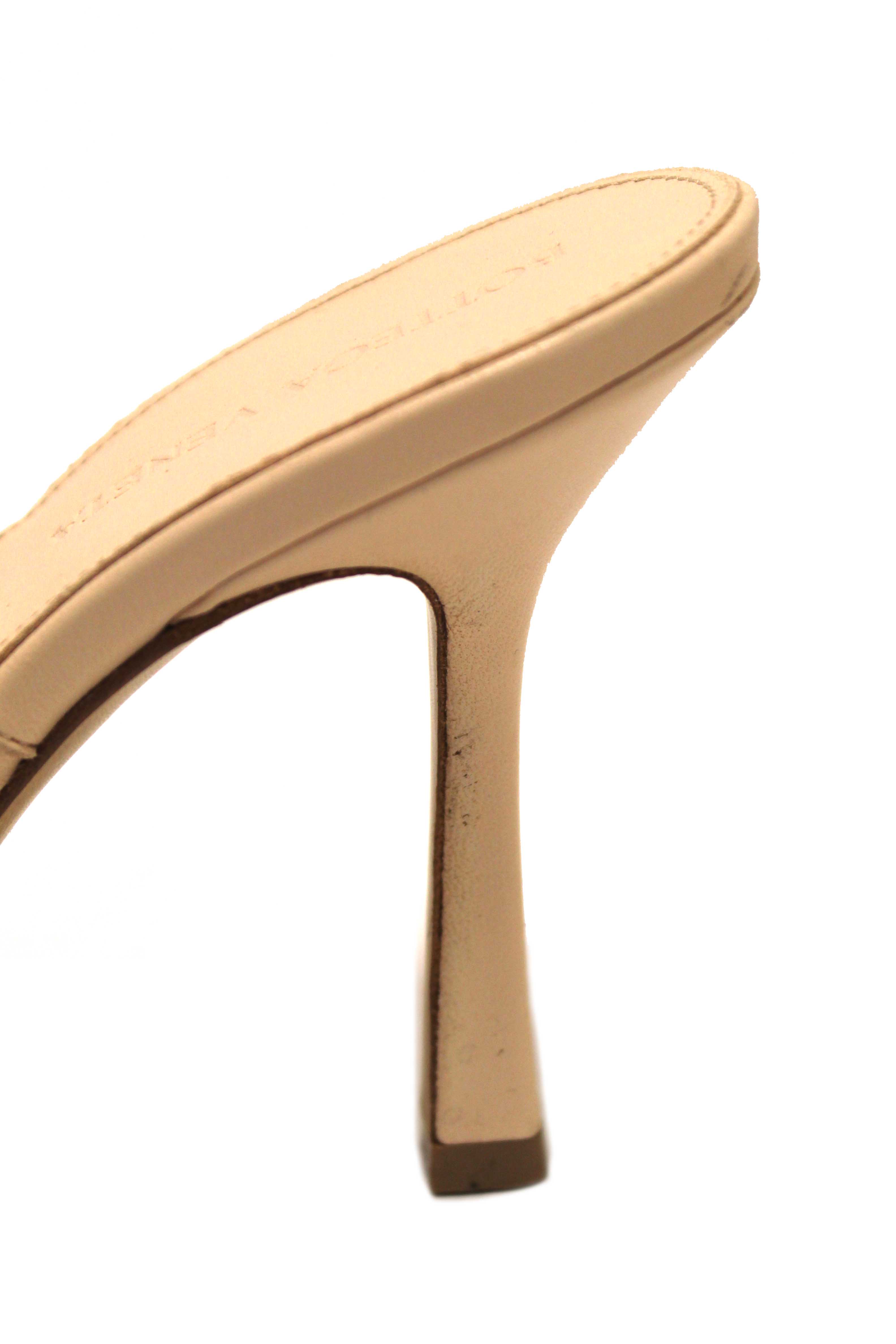 Authentic Bottega Venetal Beige Leather Lido Mule Open Sandals Shoes 37