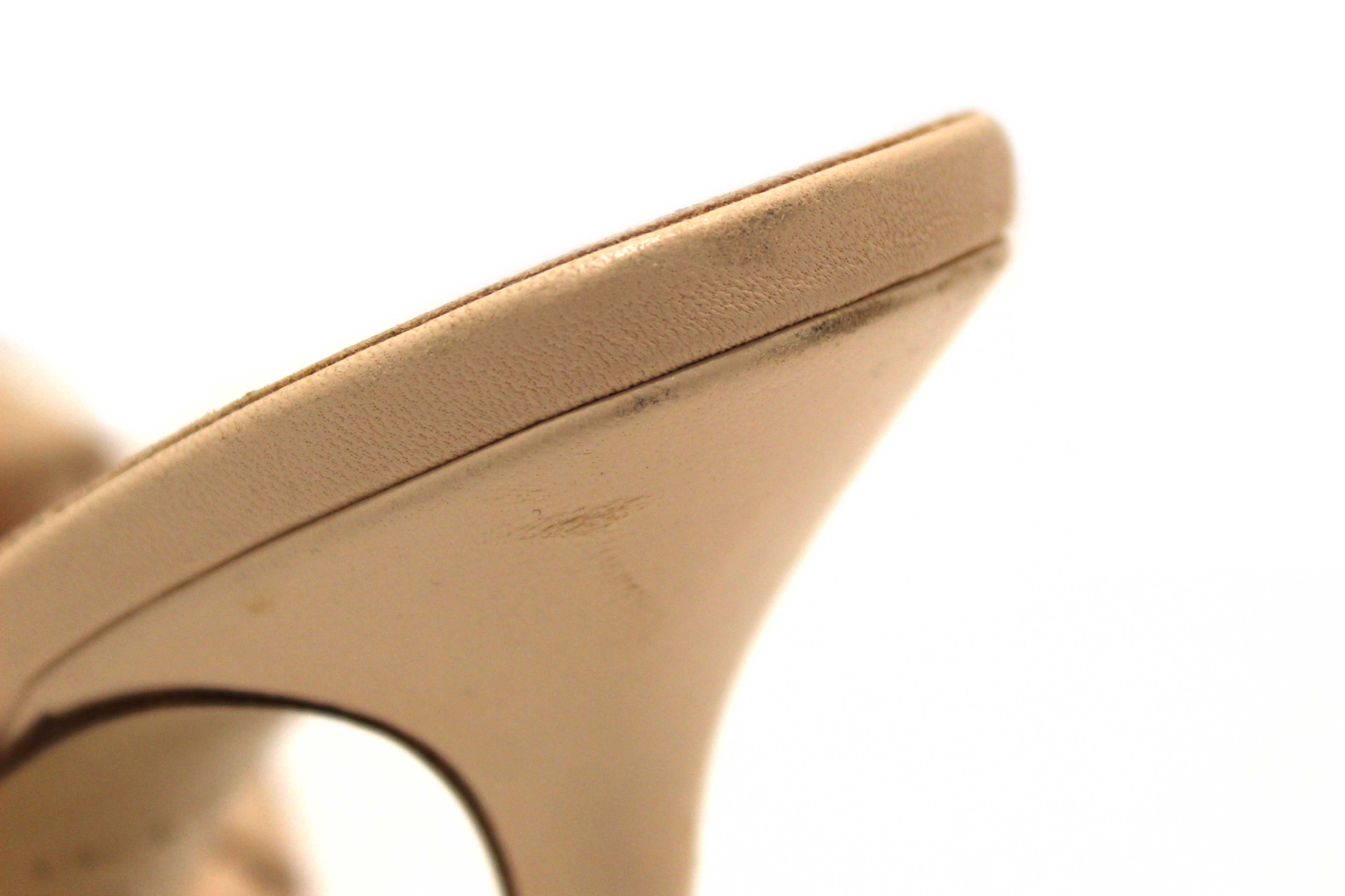 Authentic Bottega Venetal Beige Leather Lido Mule Open Sandals Shoes 37