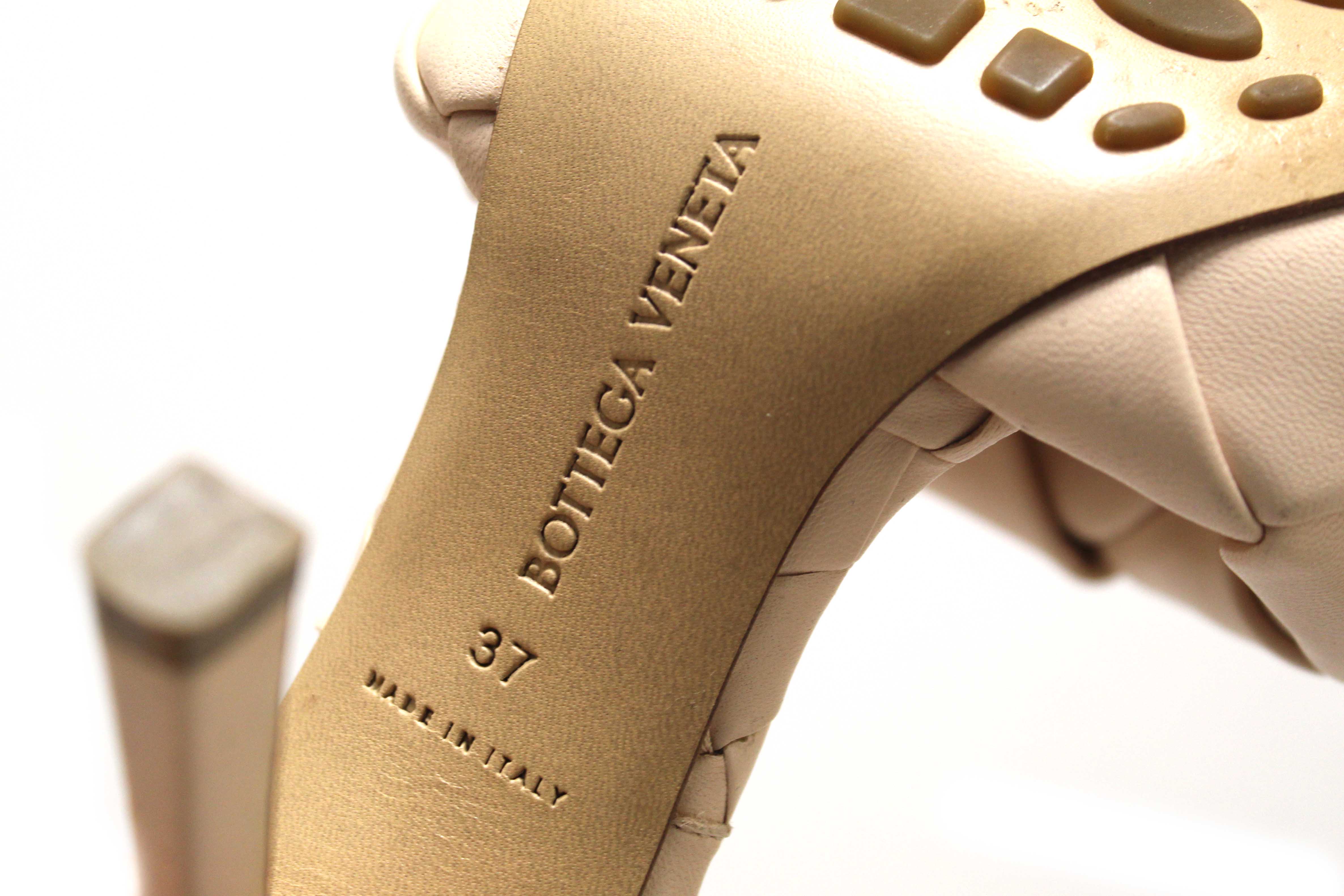 Authentic Bottega Venetal Beige Leather Lido Mule Open Sandals Shoes 37