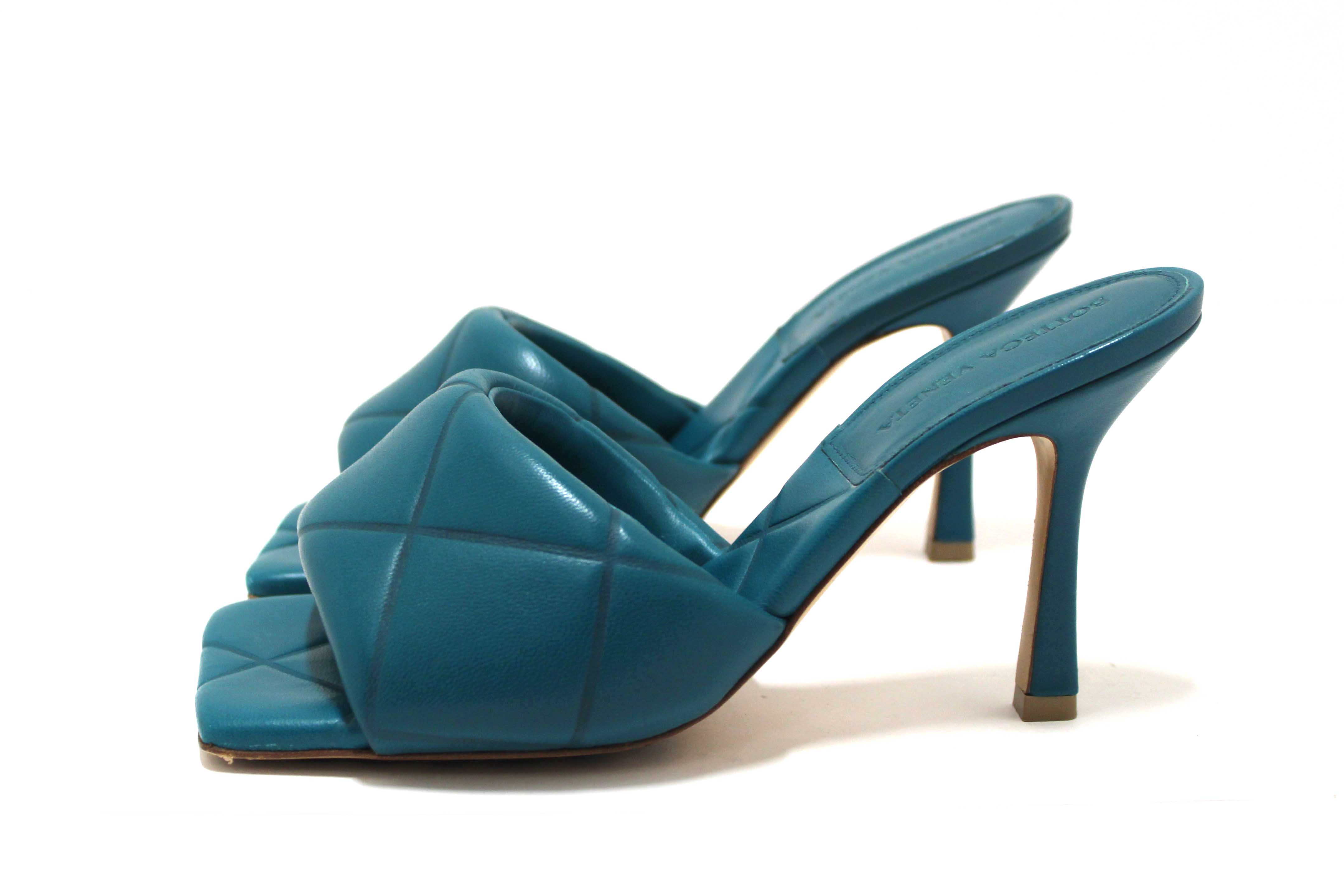 Authentic Bottega Venetal Green Leather Lido Mule Open Sandals