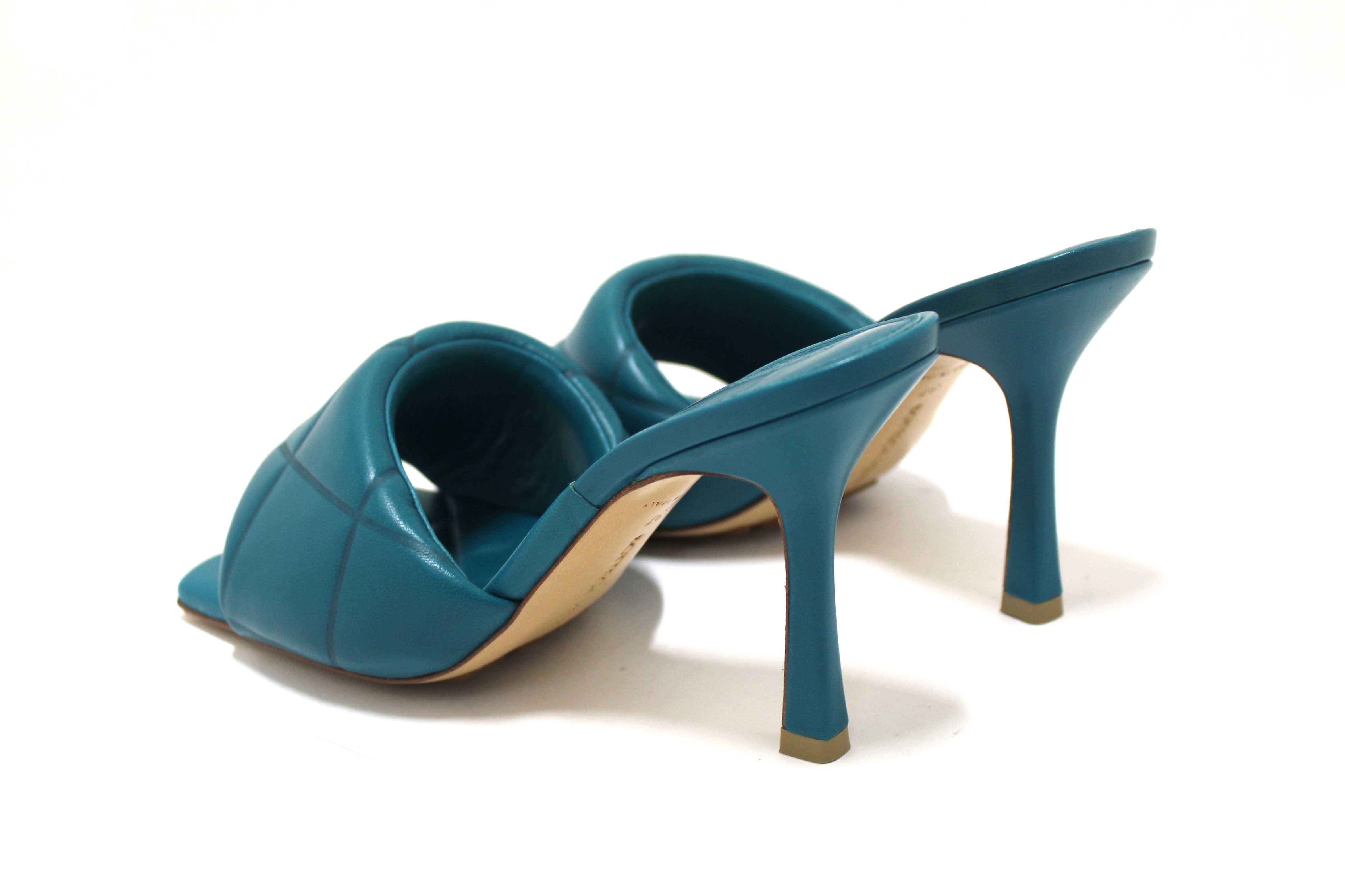 Authentic Bottega Venetal Green Leather Lido Mule Open Sandals Shoes 37