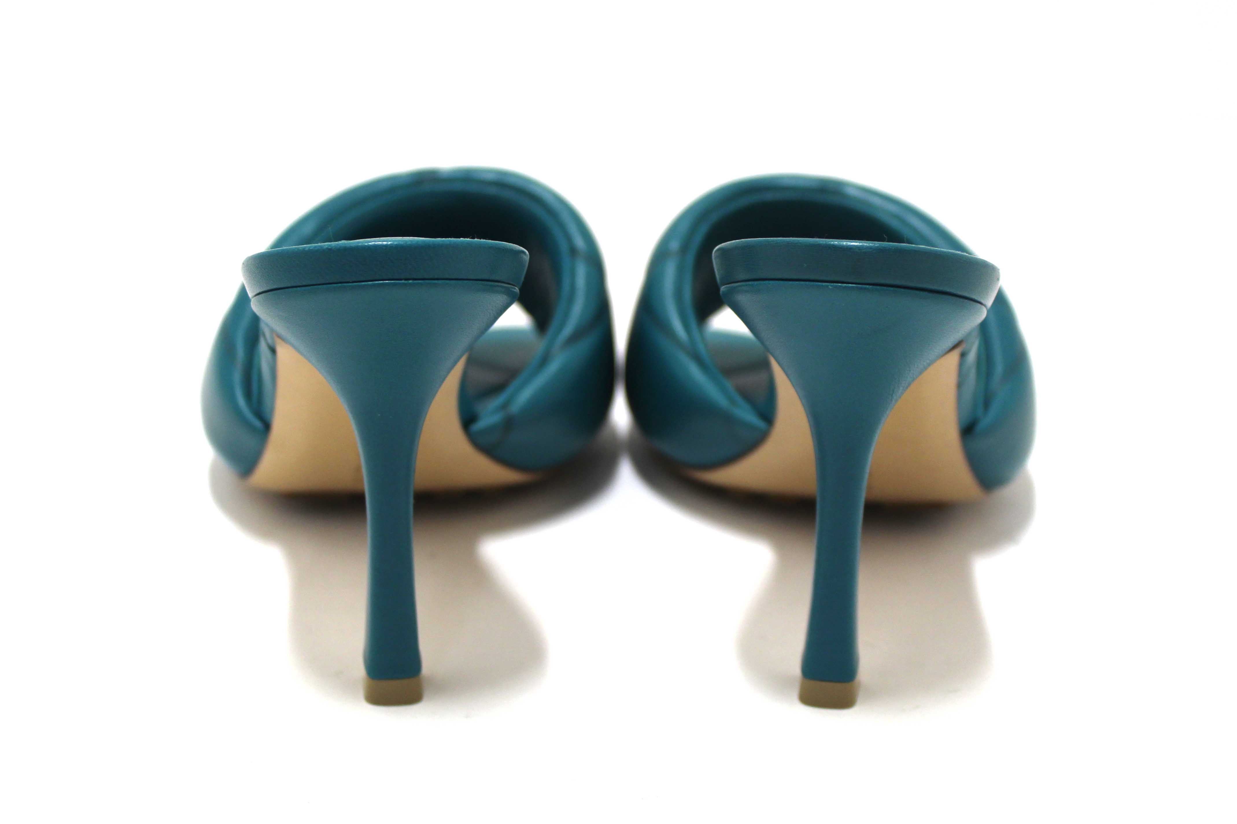 Authentic Bottega Venetal Green Leather Lido Mule Open Sandals Shoes 37