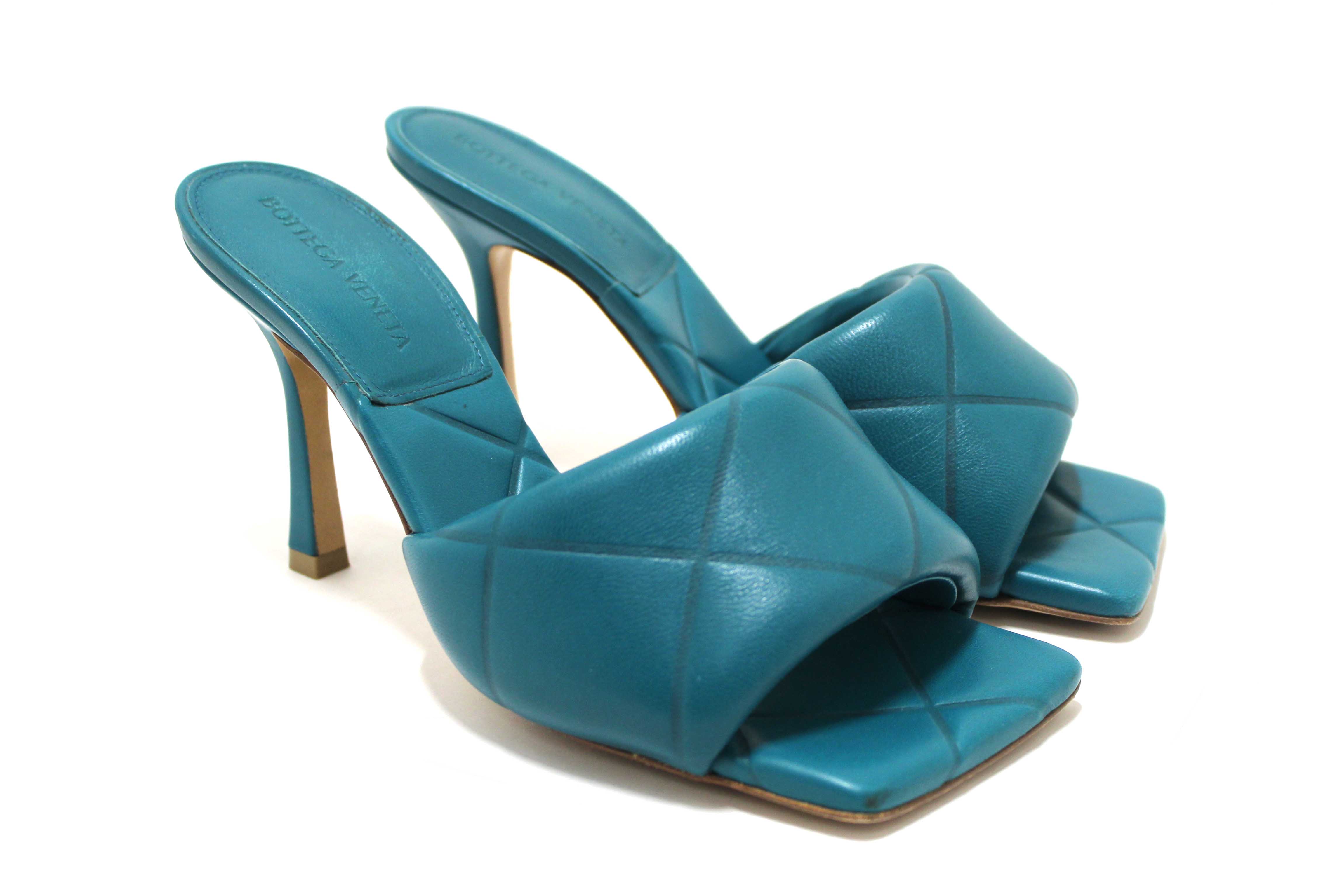 Authentic Bottega Venetal Green Leather Lido Mule Open Sandals Shoes 37