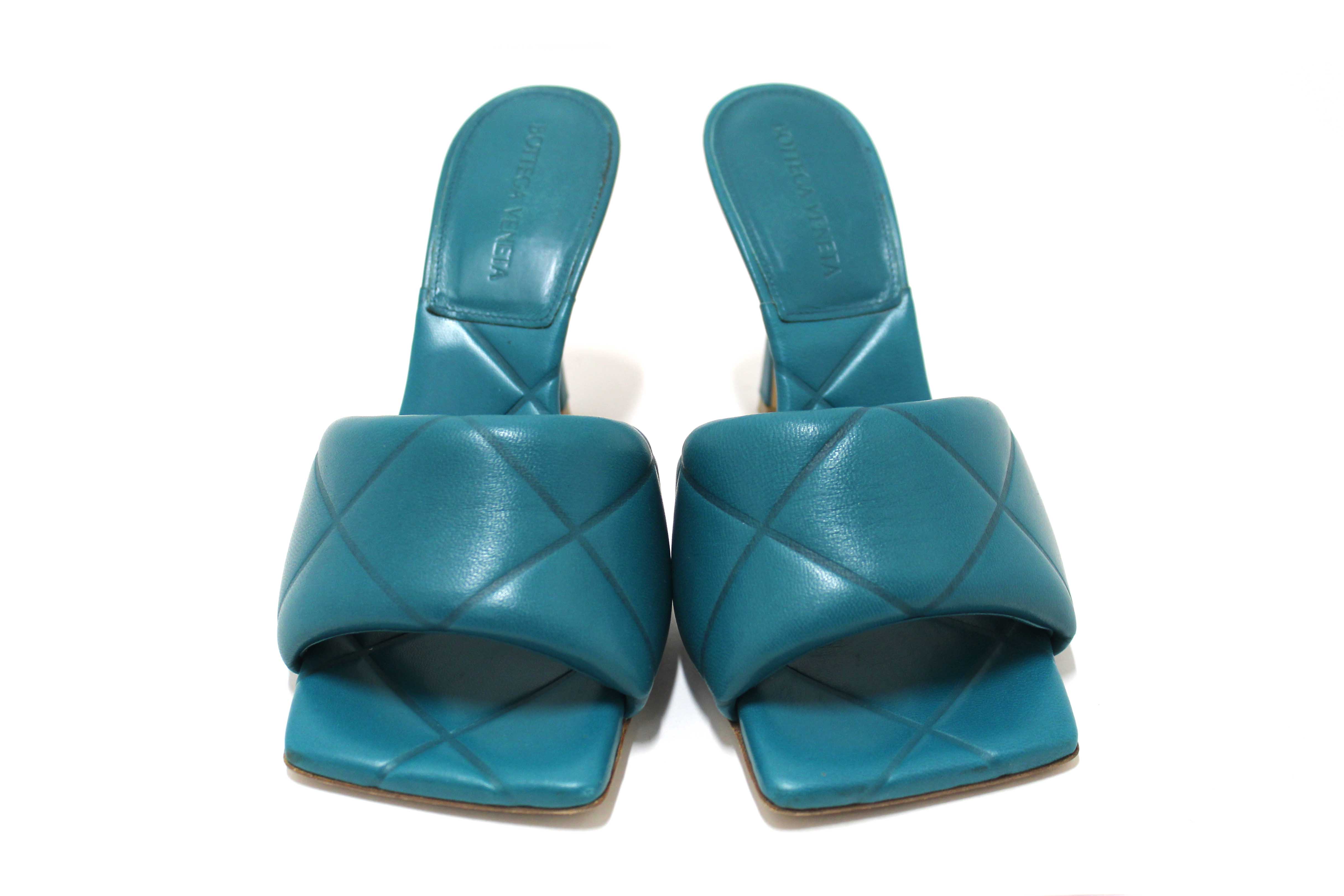 Authentic Bottega Venetal Green Leather Lido Mule Open Sandals