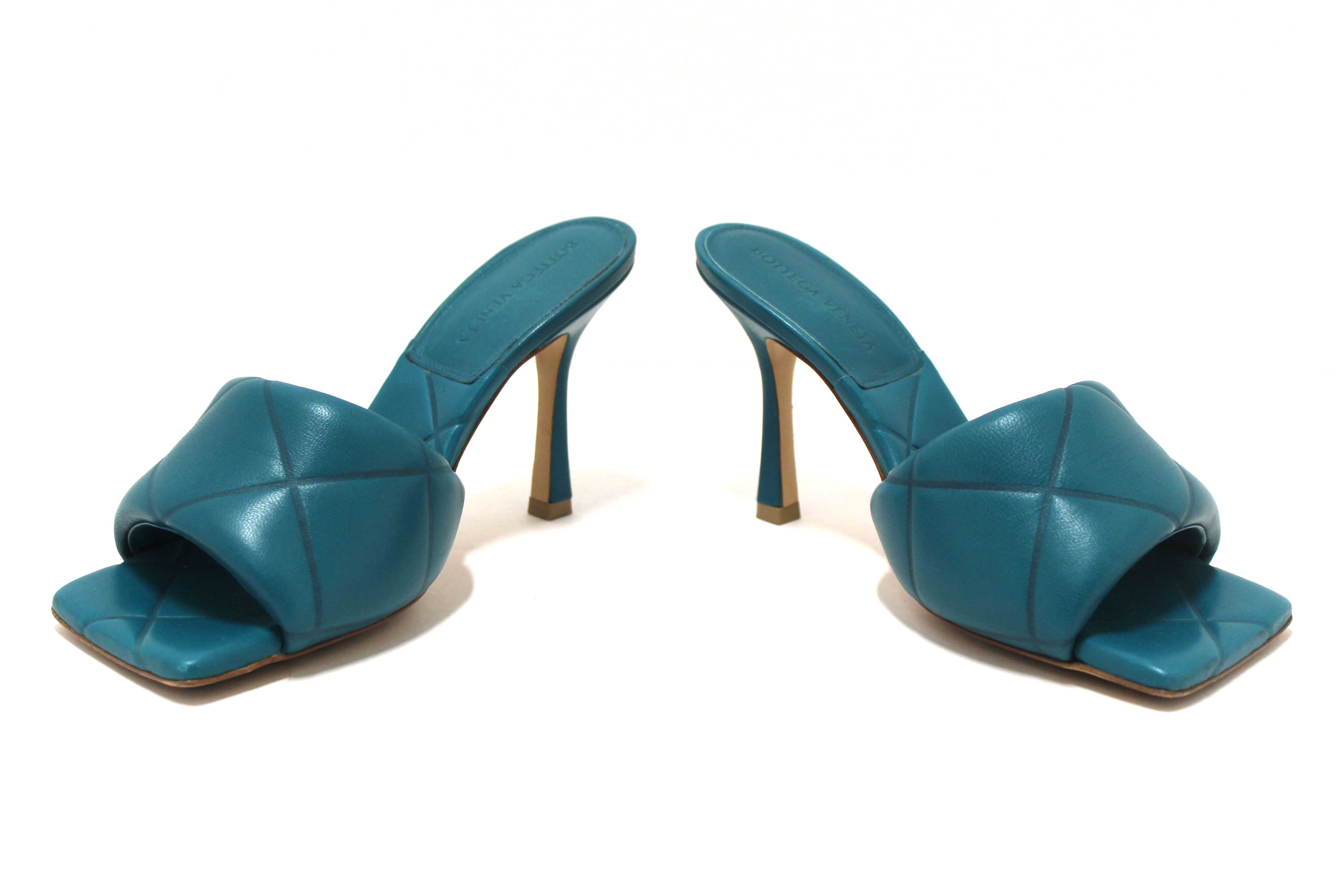 Authentic Bottega Venetal Green Leather Lido Mule Open Sandals Shoes 37