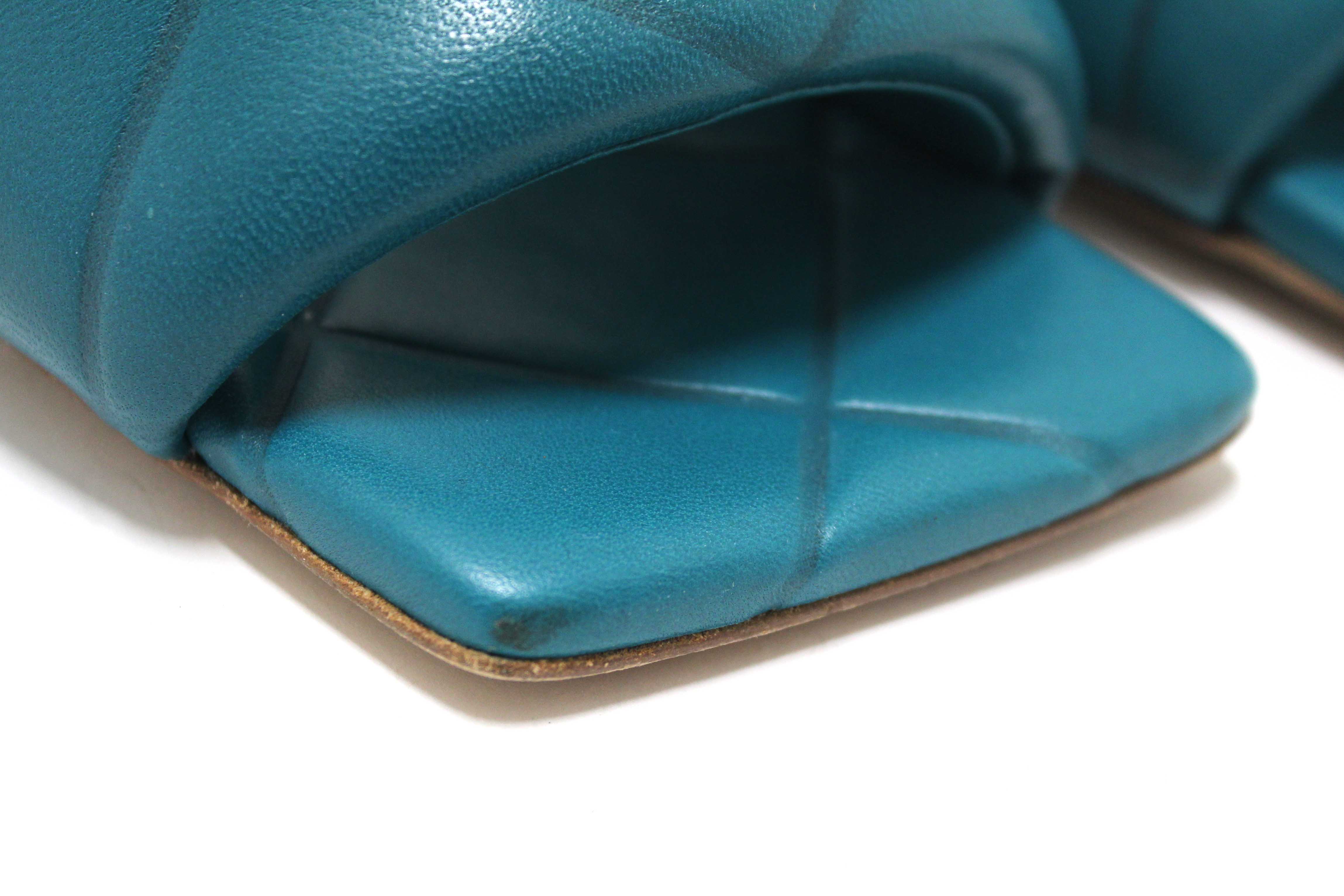 Authentic Bottega Venetal Green Leather Lido Mule Open Sandals Shoes 37