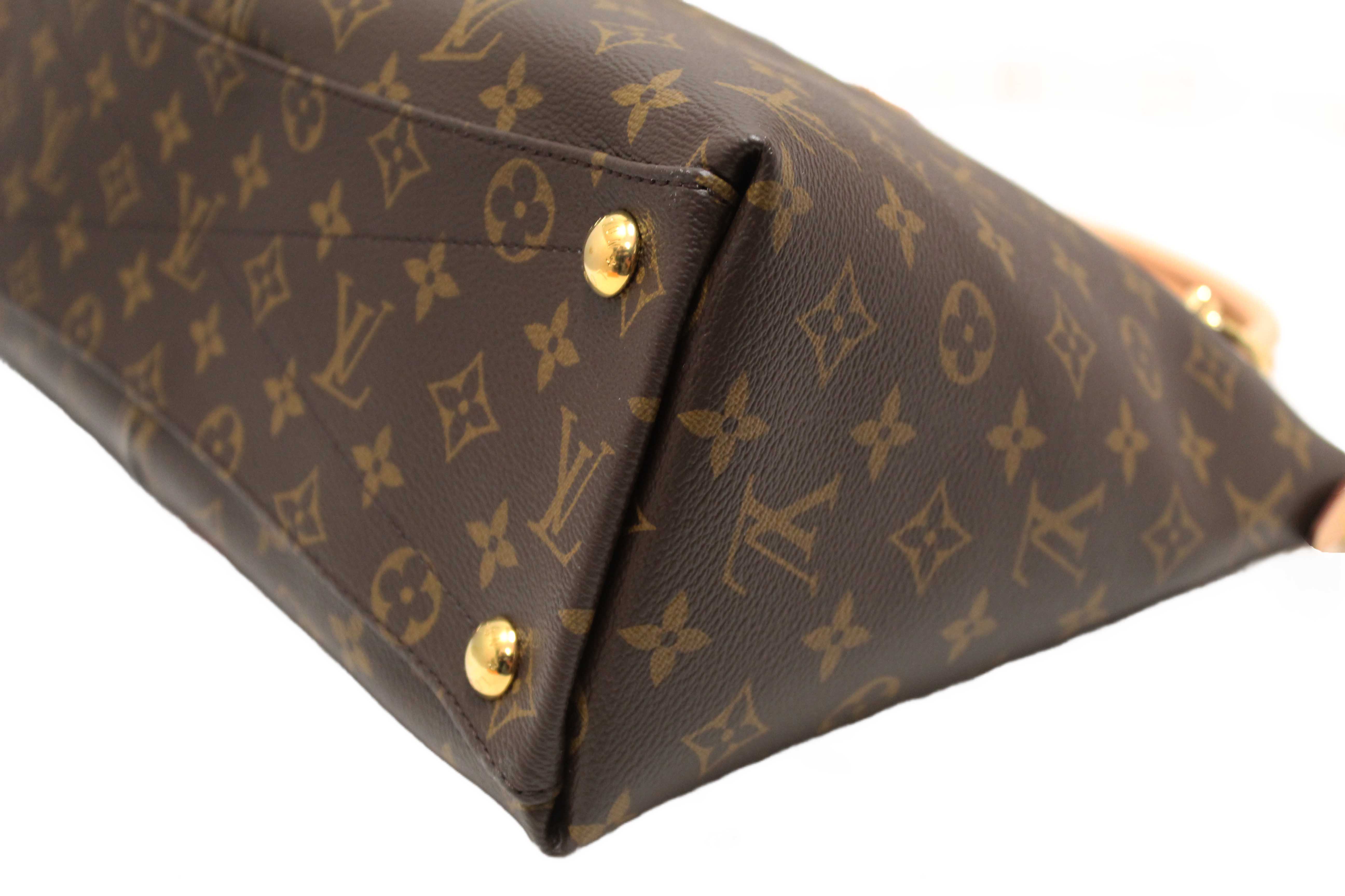 Authentic Louis Vuitton Classic Monogram Canvas with Red Leather V Tote MM Bag