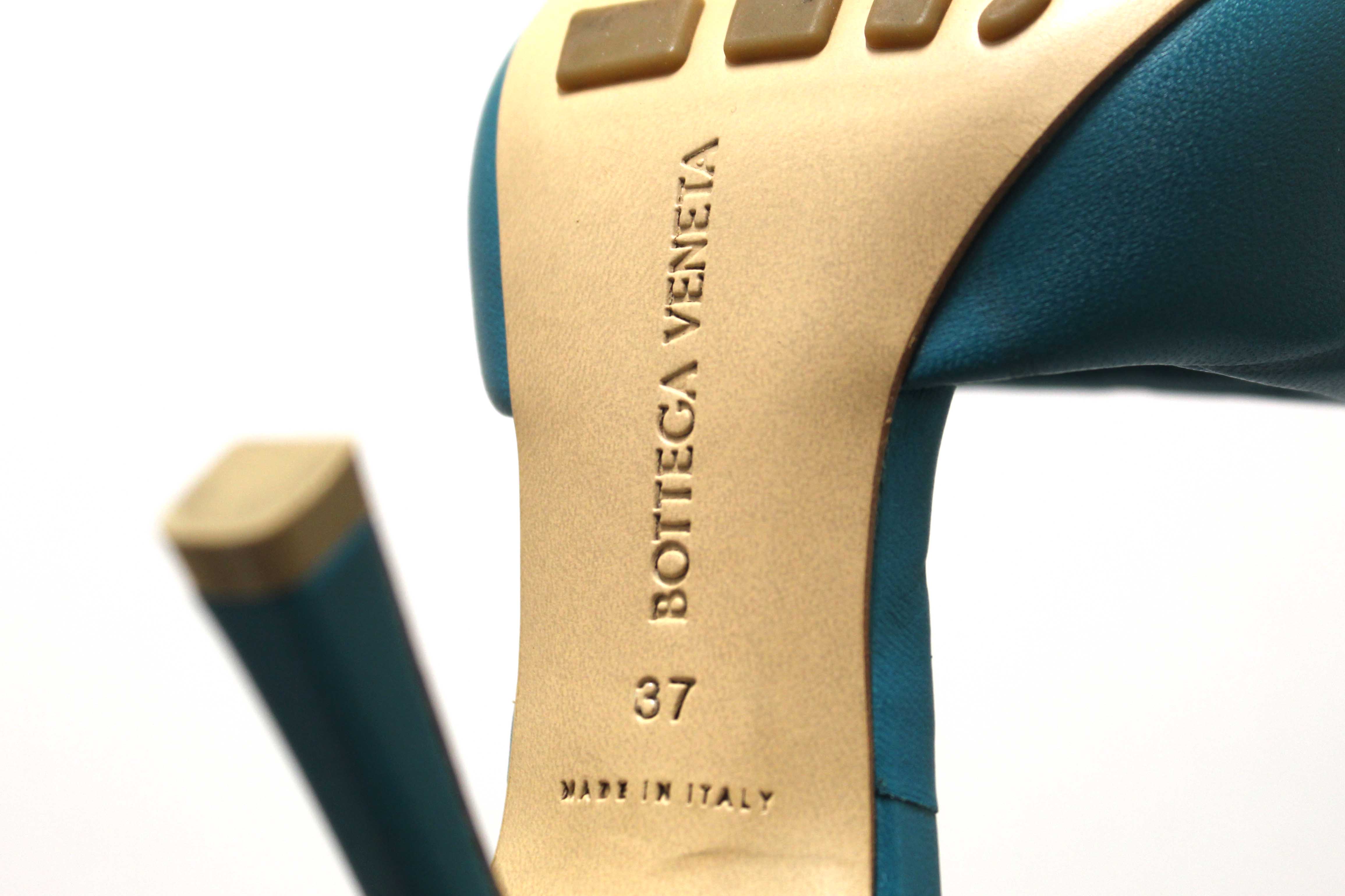 Authentic Bottega Venetal Green Leather Lido Mule Open Sandals Shoes 37