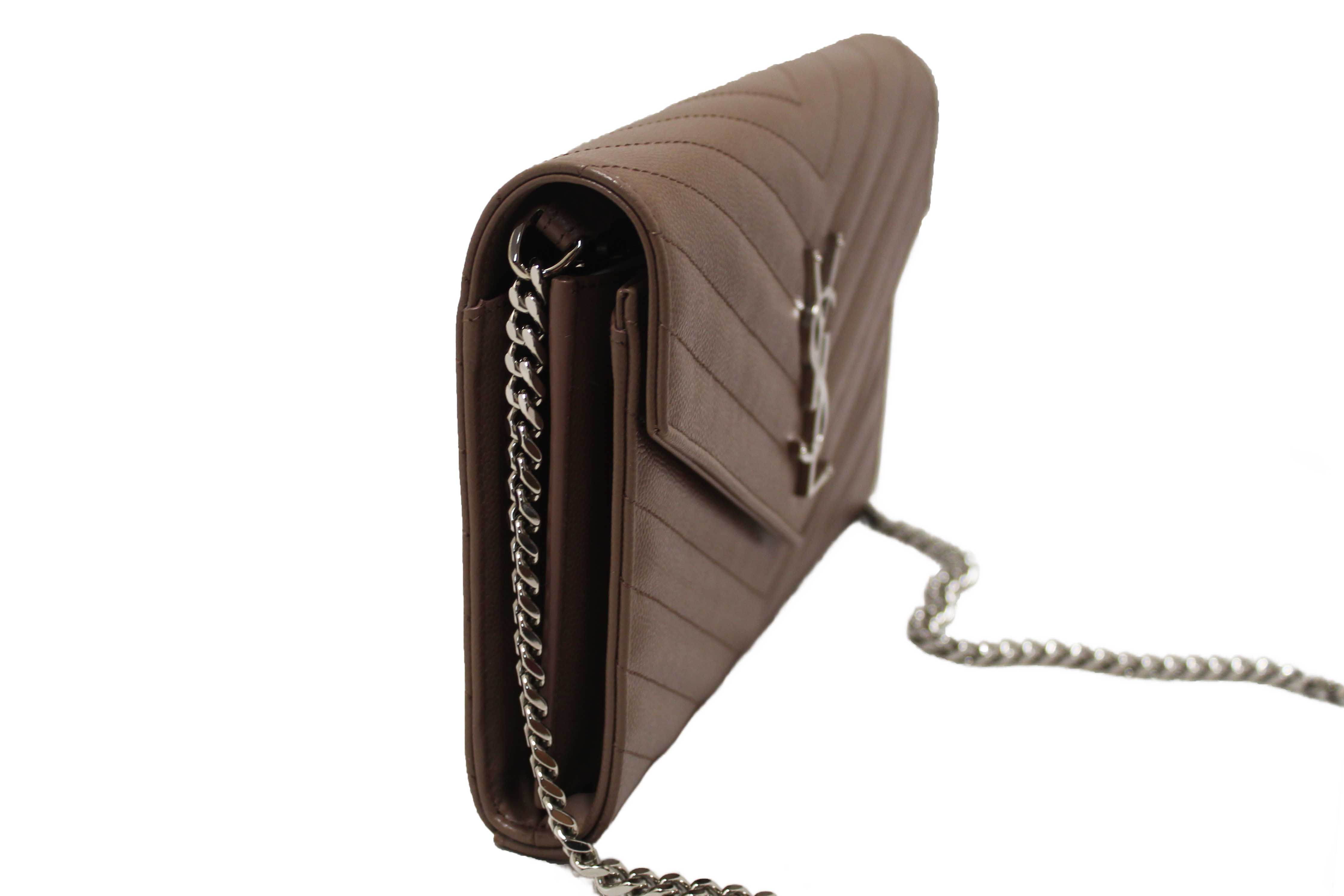 Authentic NEW Yves Saint Laurent Fard Cassandre Matelasse Grain De Poudre Chain Wallet Crossbody Bag