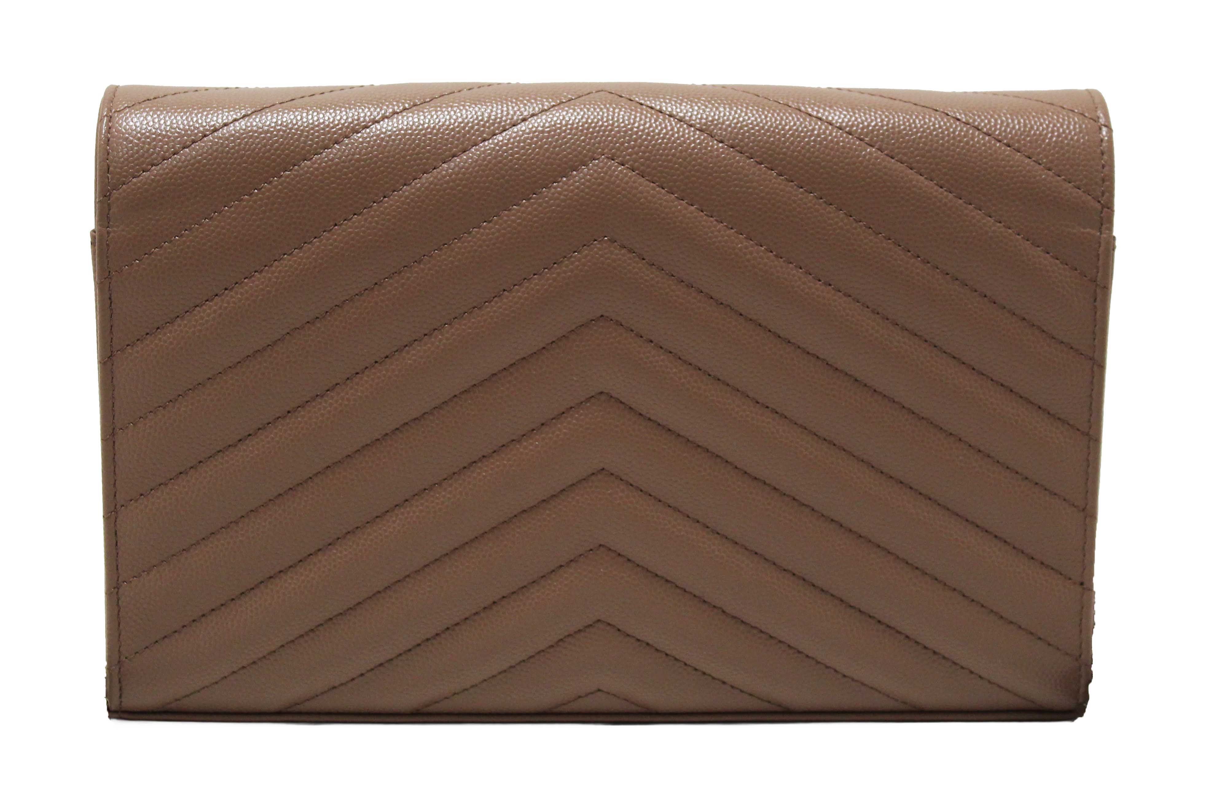 Authentic NEW Yves Saint Laurent Fard Cassandre Matelasse Grain De Poudre Chain Wallet Crossbody Bag