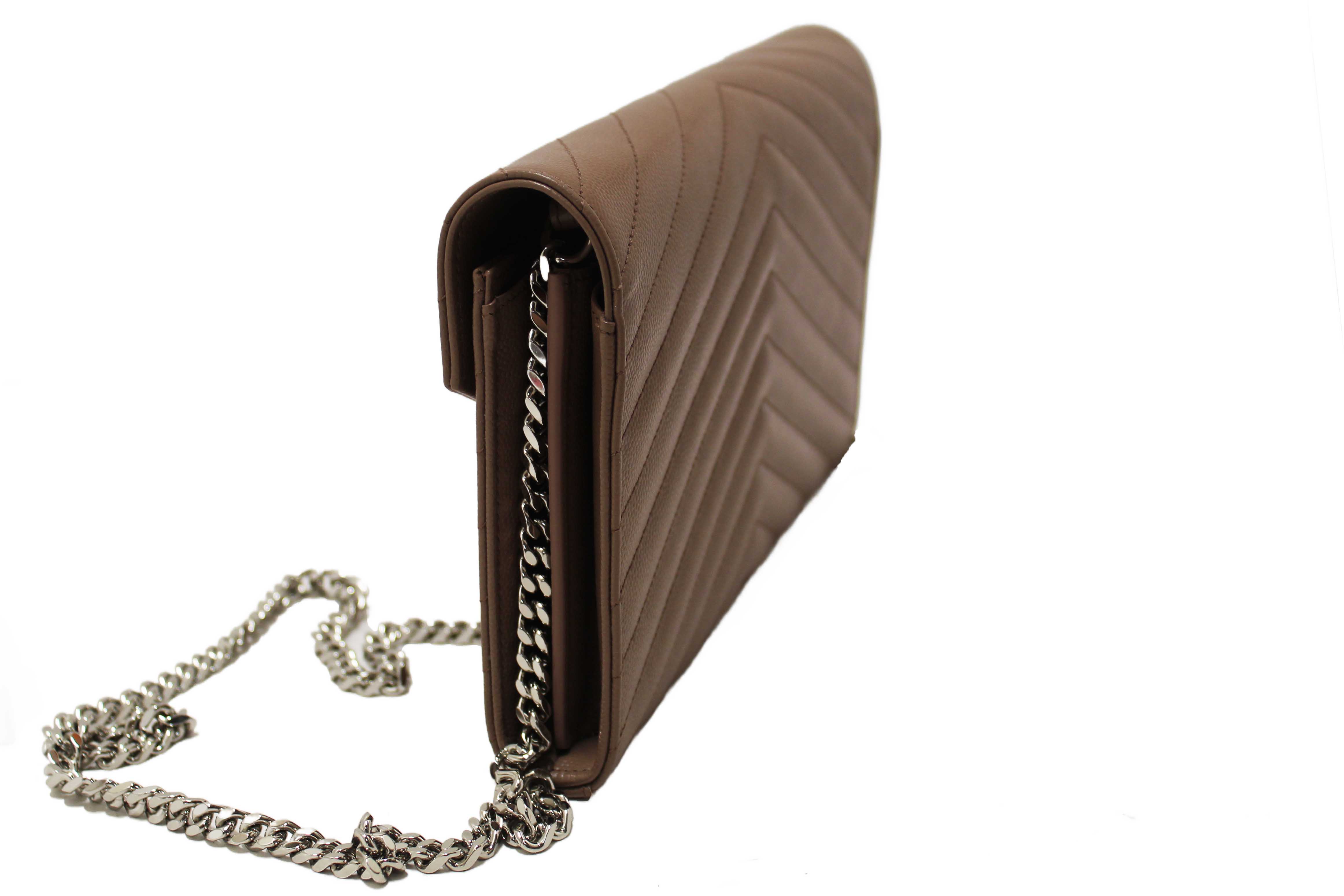 Authentic NEW Yves Saint Laurent Fard Cassandre Matelasse Grain De Poudre Chain Wallet Crossbody Bag