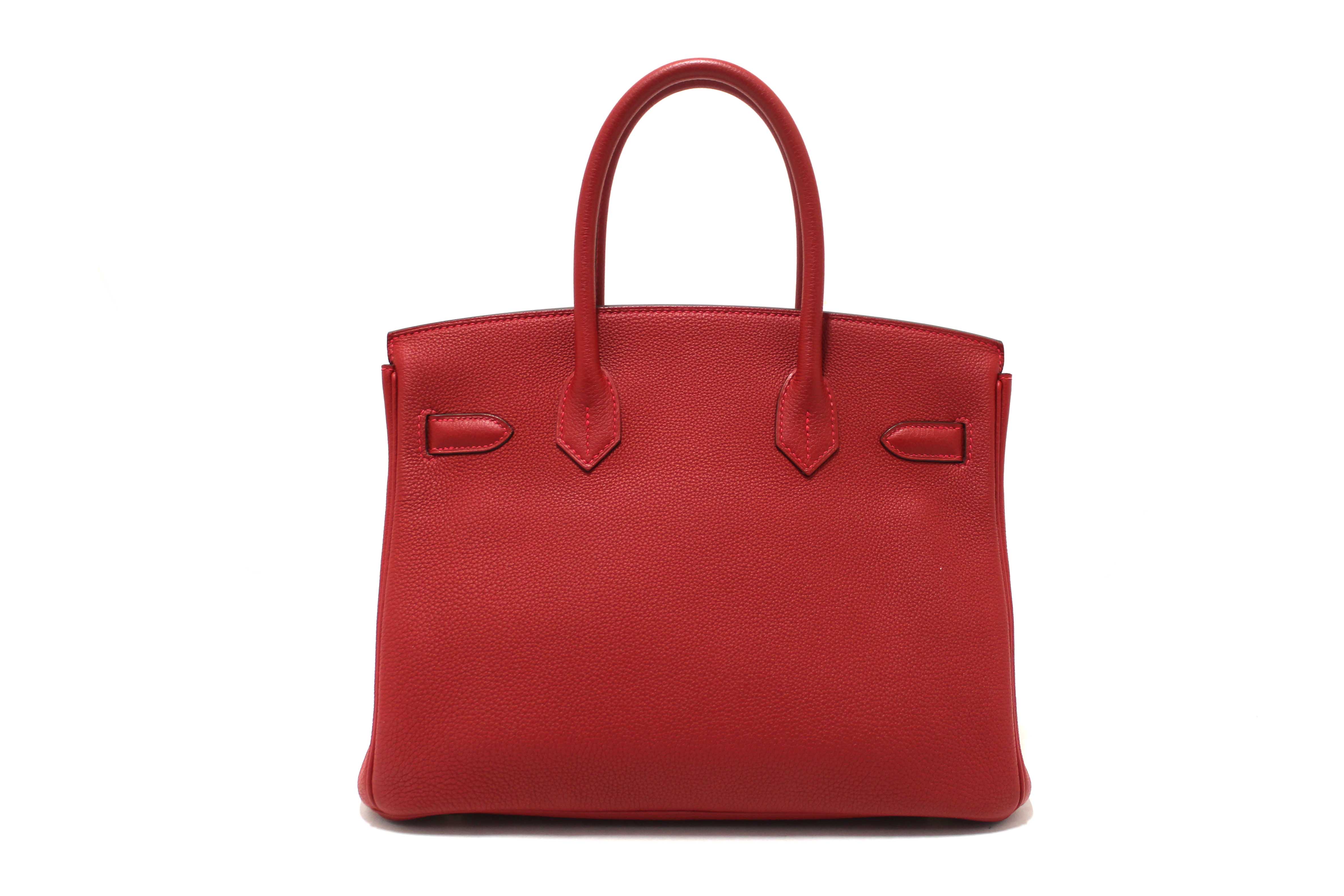 Authentic Hermes Red Togo Leather Birkin 30 Handbag