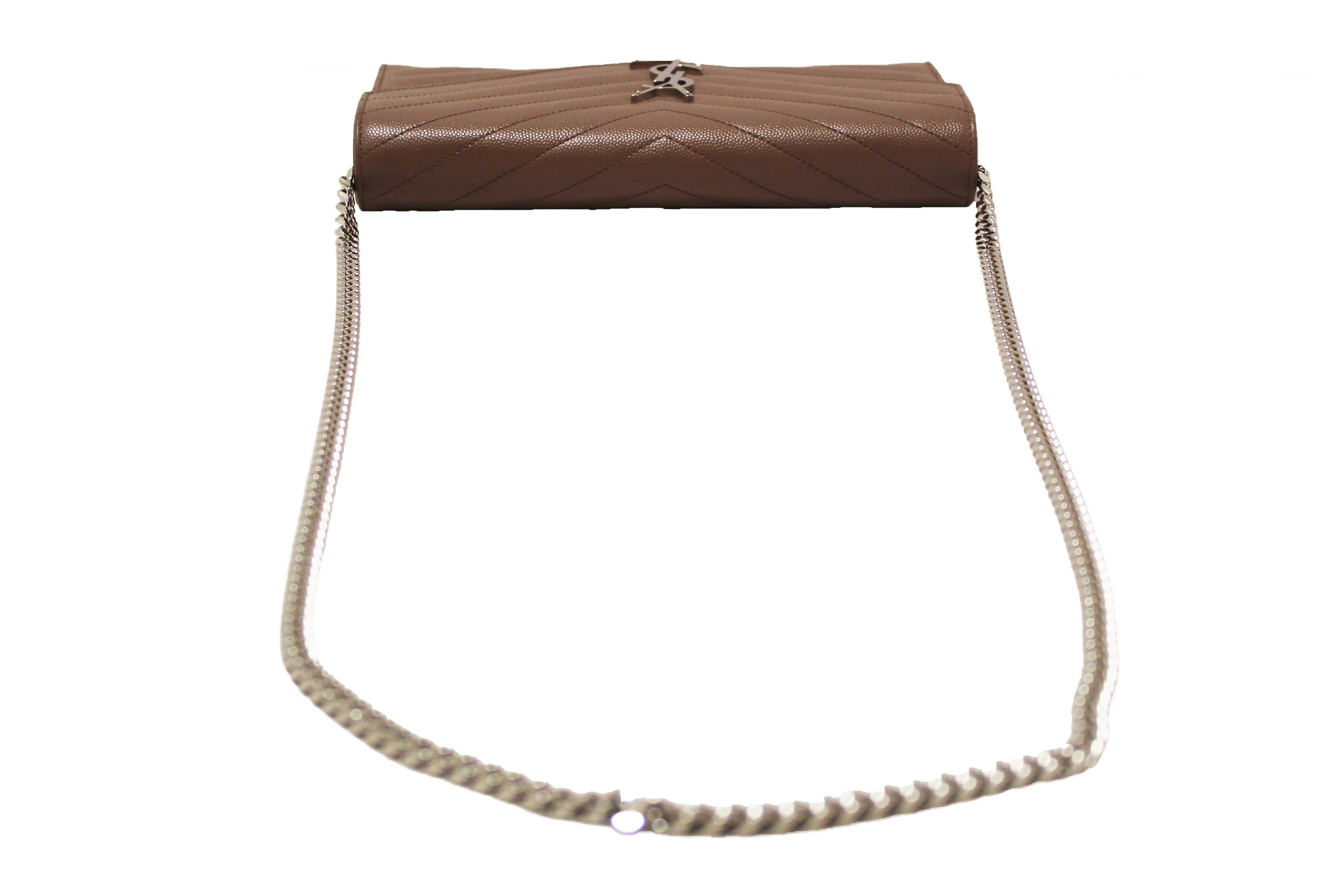 Authentic NEW Yves Saint Laurent Fard Cassandre Matelasse Grain De Poudre Chain Wallet Crossbody Bag