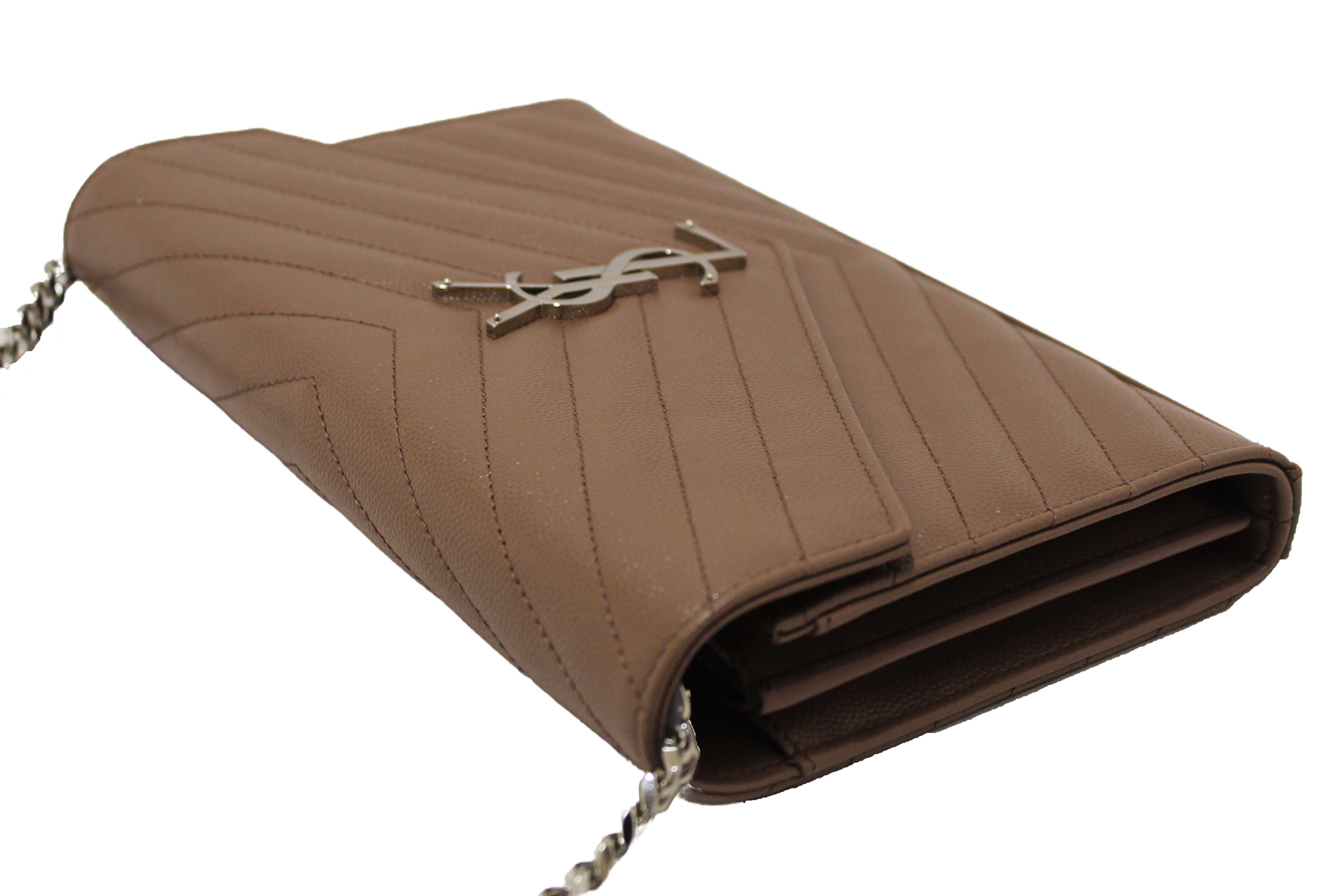 Authentic NEW Yves Saint Laurent Fard Cassandre Matelasse Grain De Poudre Chain Wallet Crossbody Bag