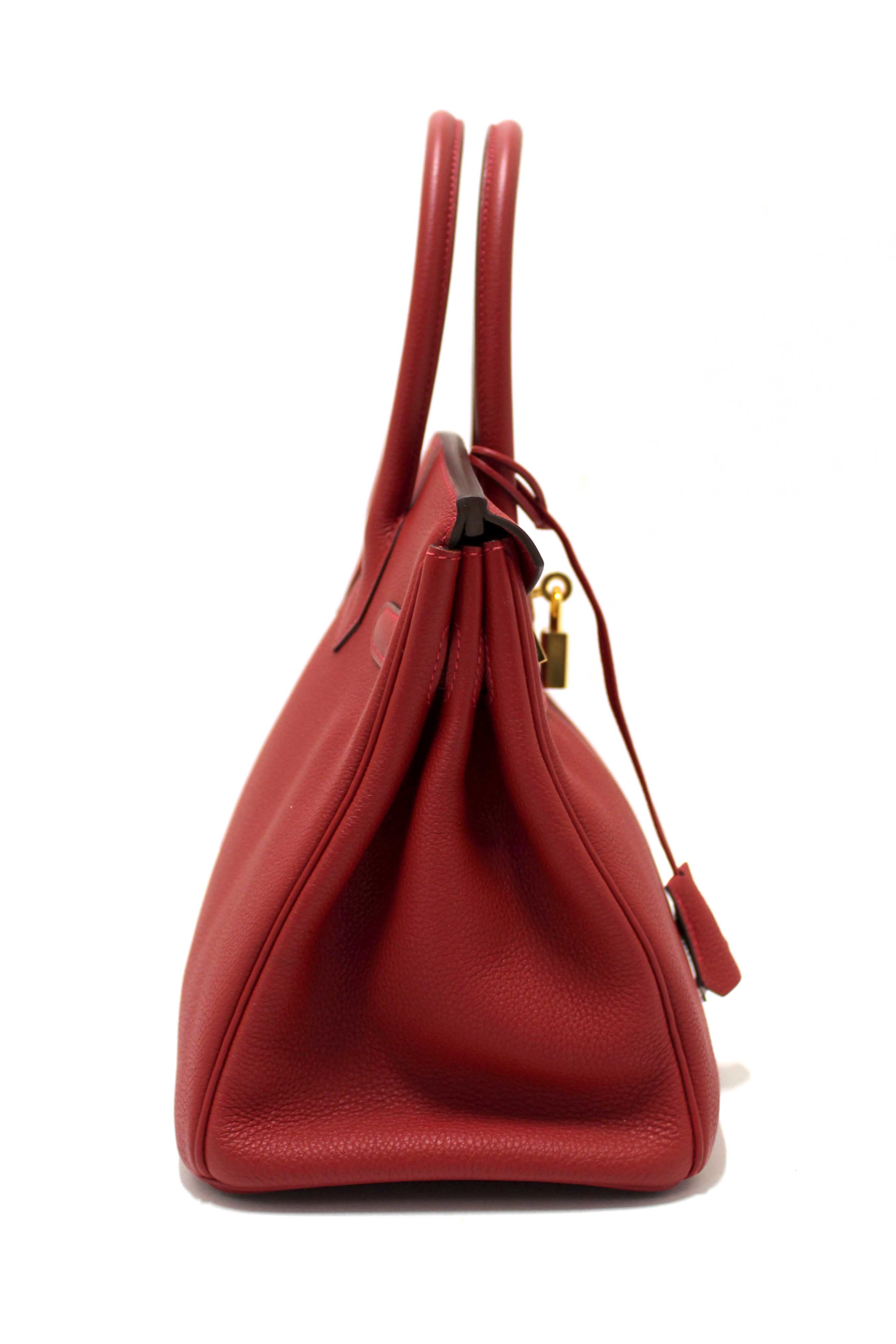 Authentic Hermes Red Togo Leather Birkin 30 Handbag