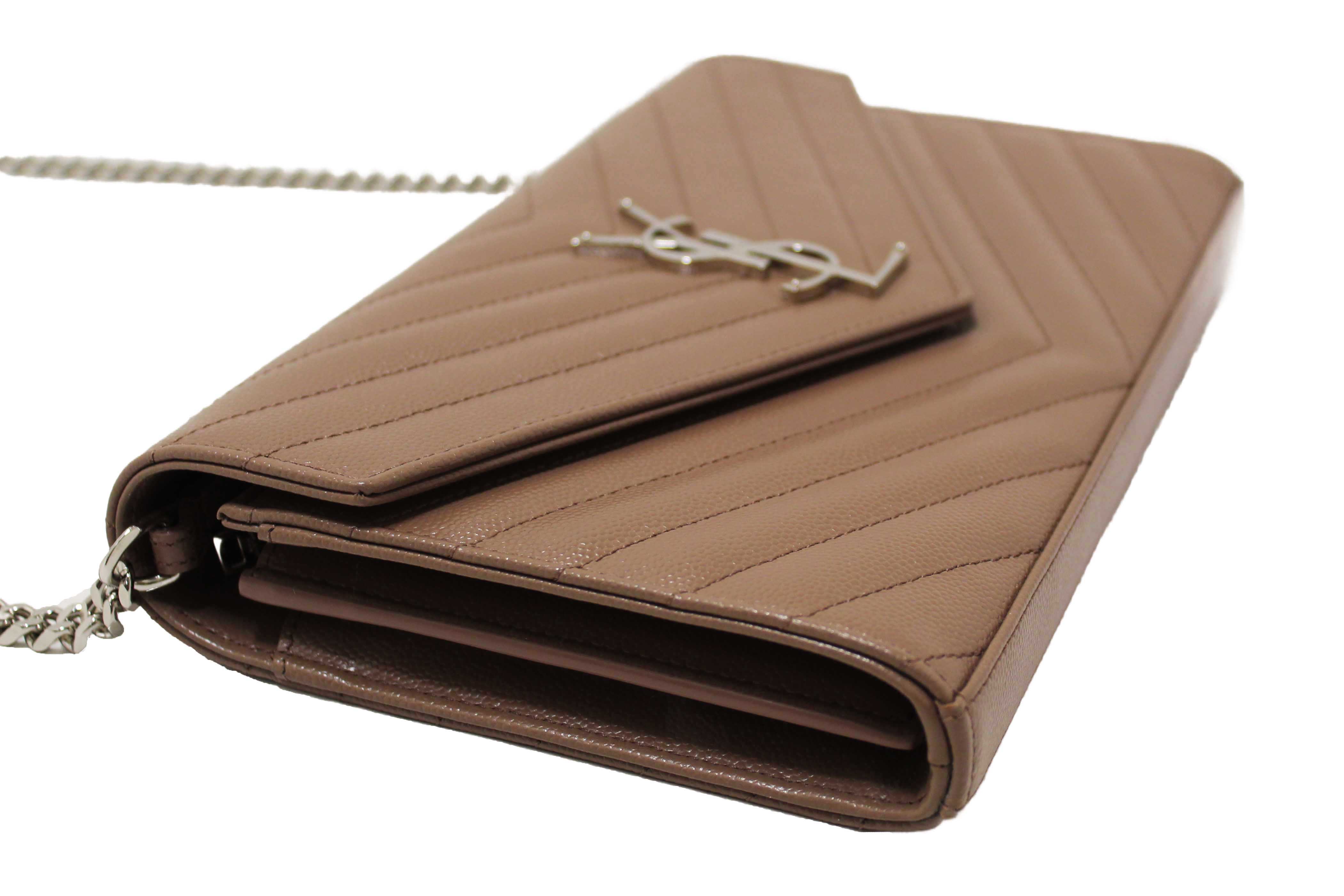 Authentic NEW Yves Saint Laurent Fard Cassandre Matelasse Grain De Poudre Chain Wallet Crossbody Bag