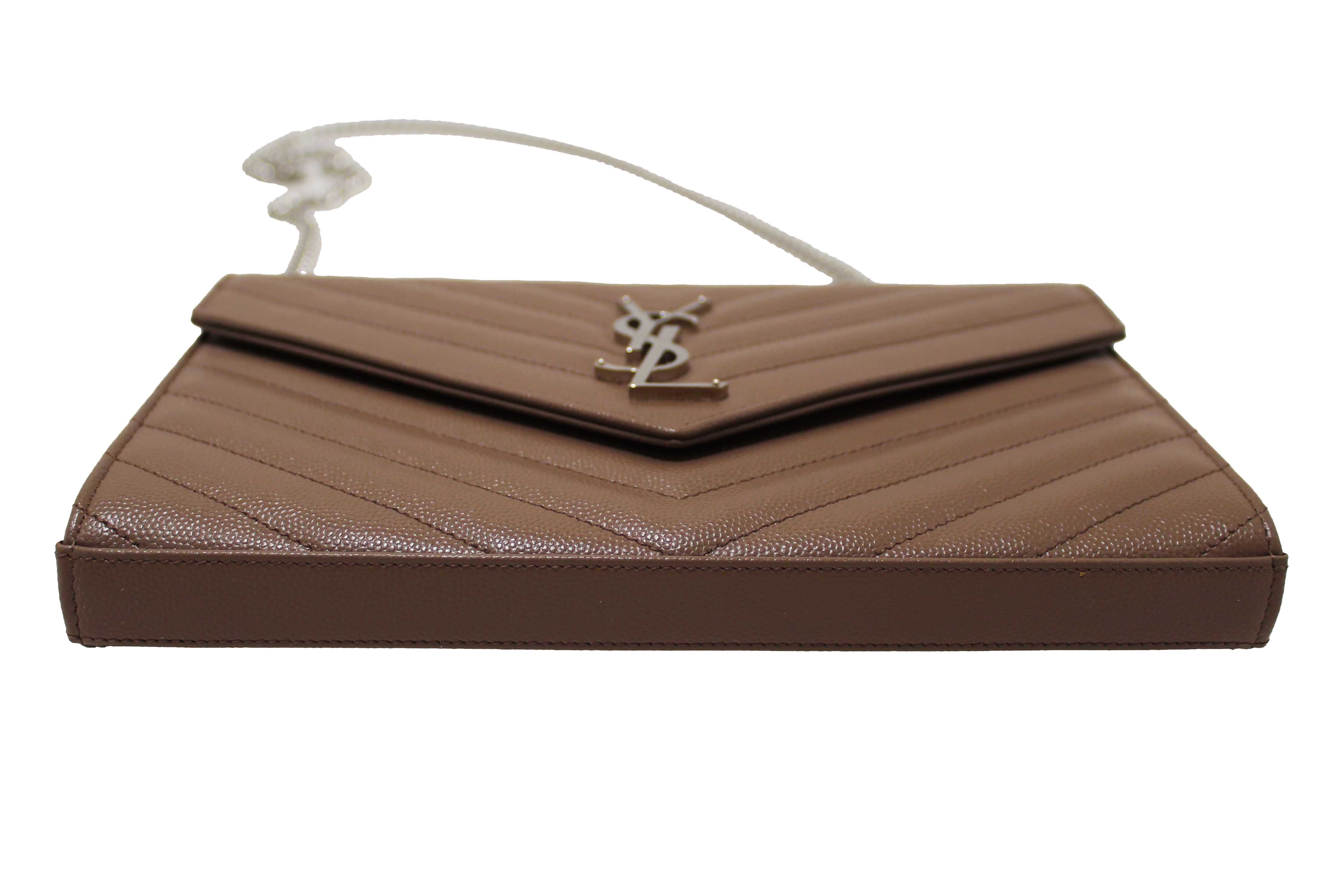Authentic NEW Yves Saint Laurent Fard Cassandre Matelasse Grain De Poudre Chain Wallet Crossbody Bag