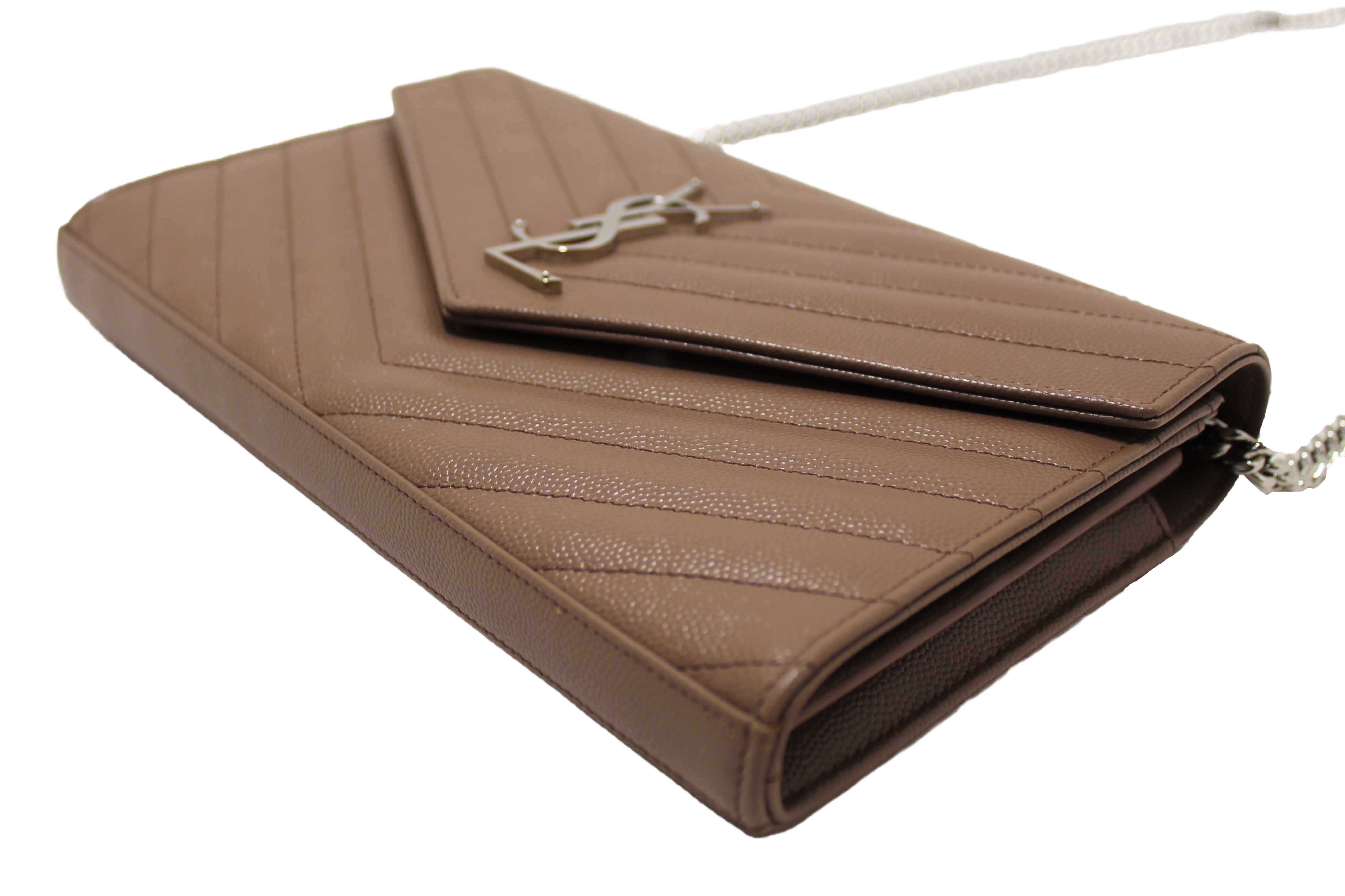 Authentic NEW Yves Saint Laurent Fard Cassandre Matelasse Grain De Poudre Chain Wallet Crossbody Bag