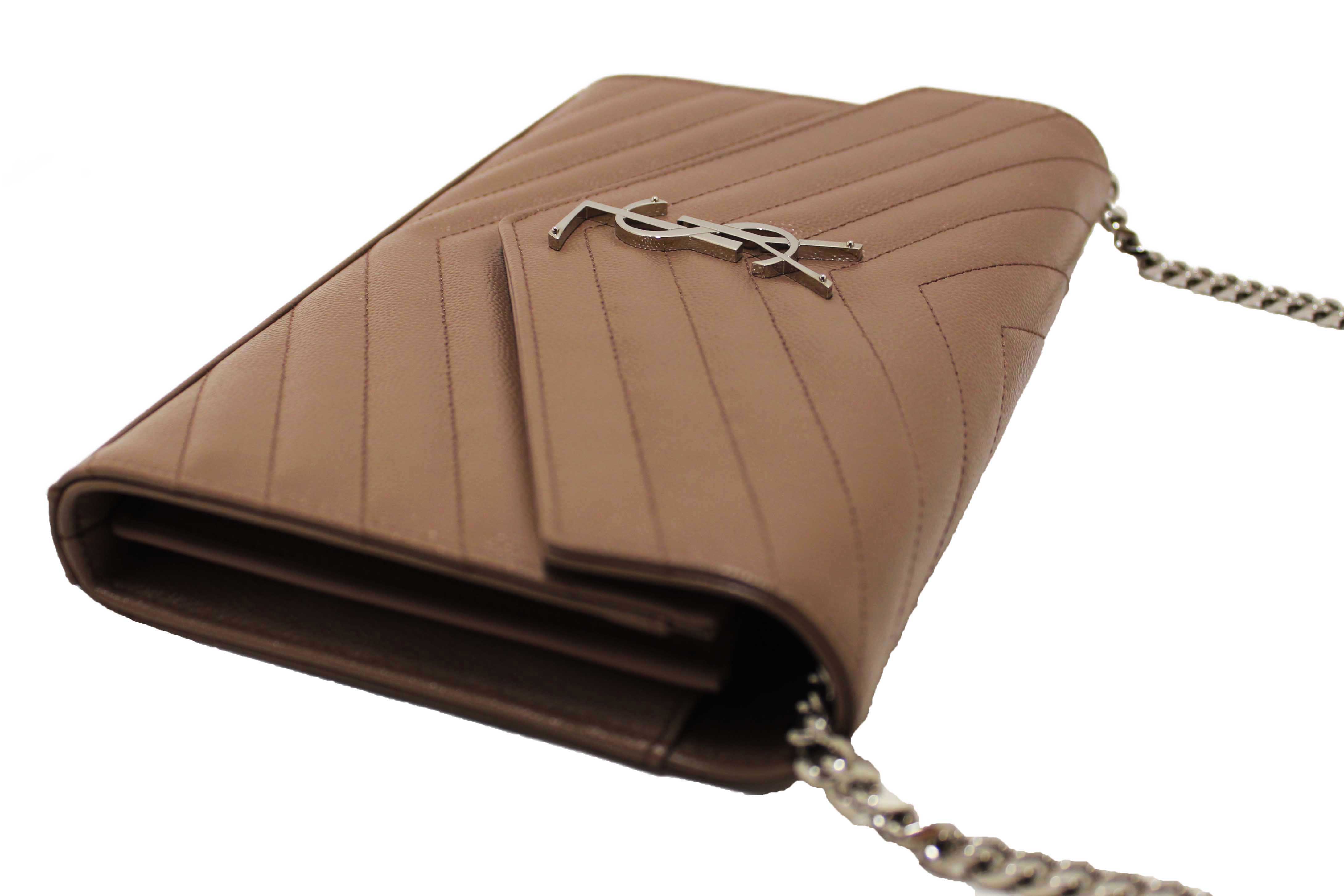 Authentic NEW Yves Saint Laurent Fard Cassandre Matelasse Grain De Poudre Chain Wallet Crossbody Bag