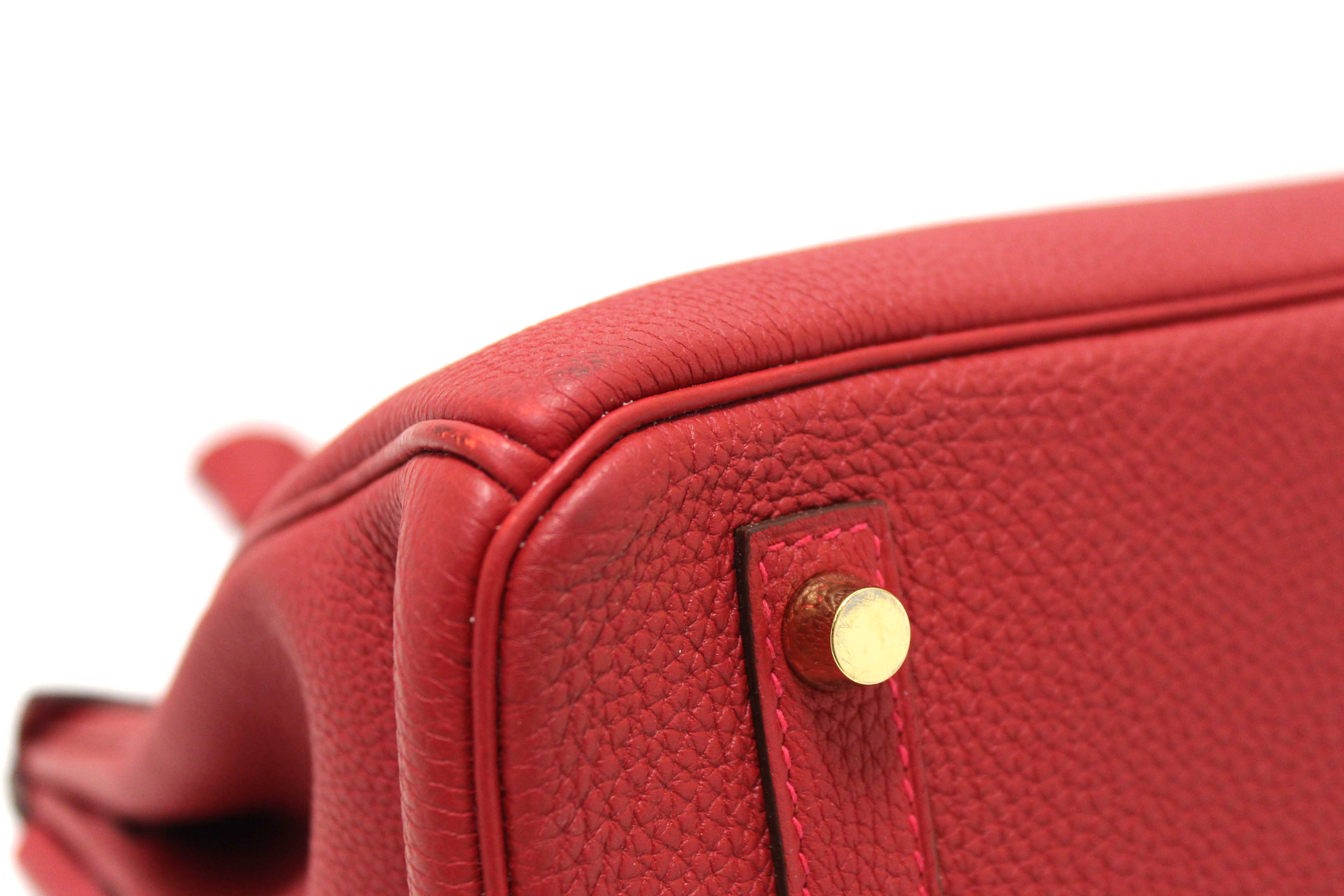 Authentic Hermes Red Togo Leather Birkin 30 Handbag