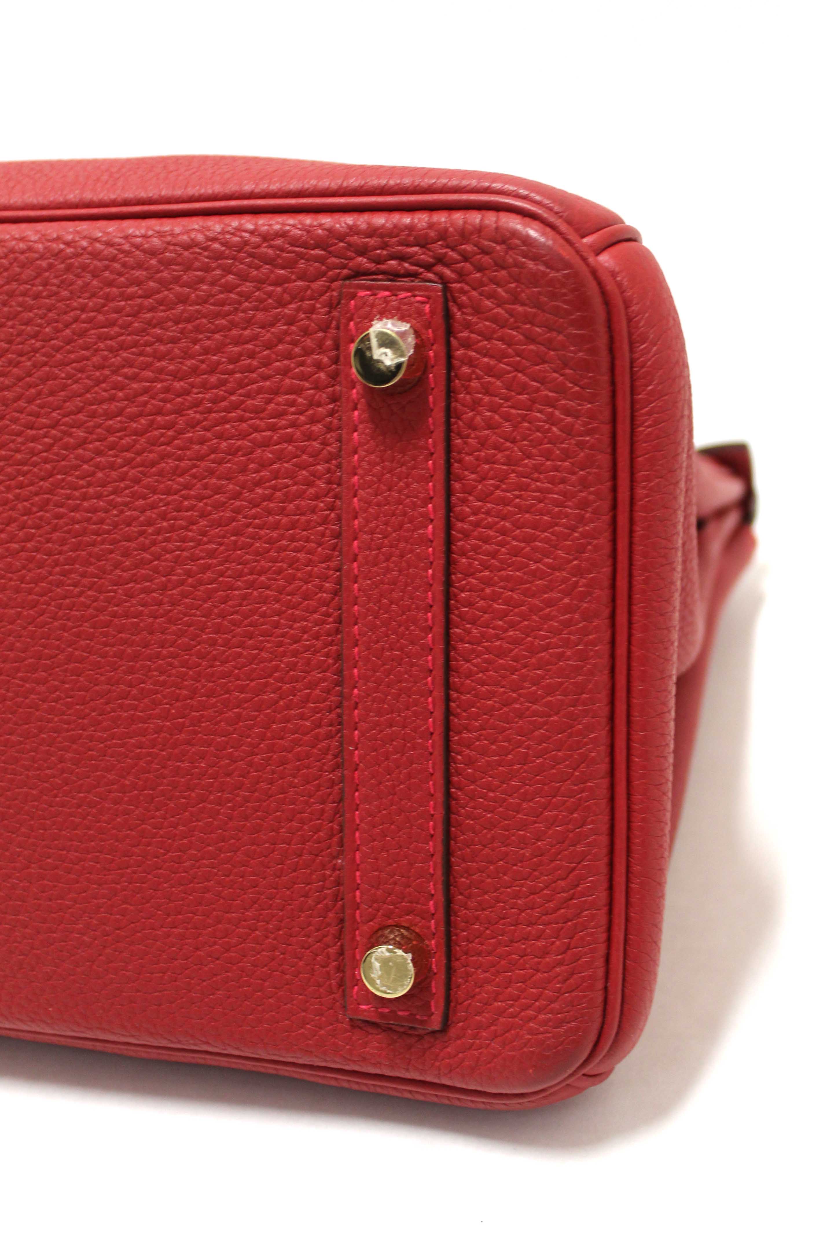 Authentic Hermes Red Togo Leather Birkin 30 Handbag