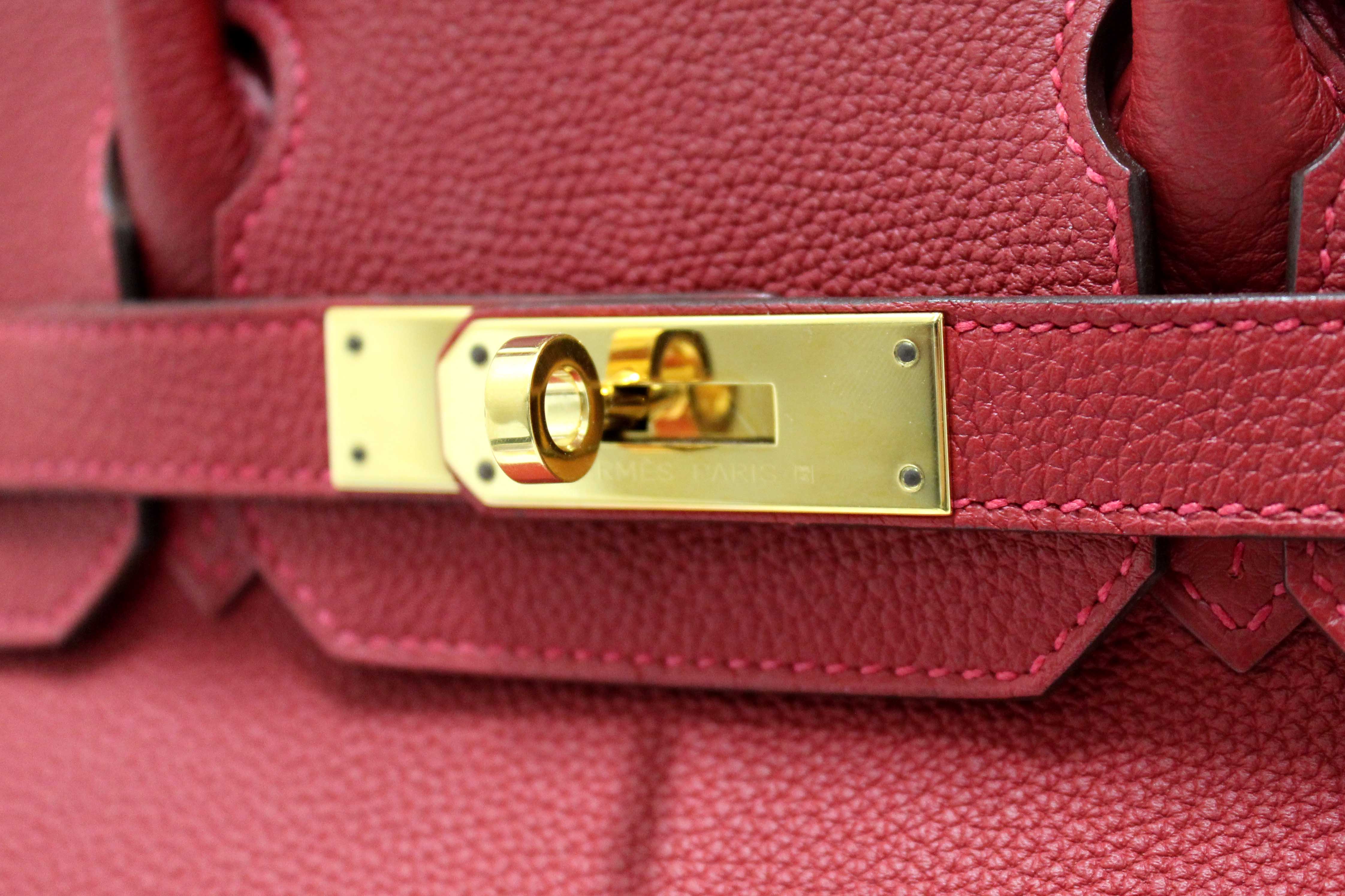 Authentic Hermes Red Togo Leather Birkin 30 Handbag