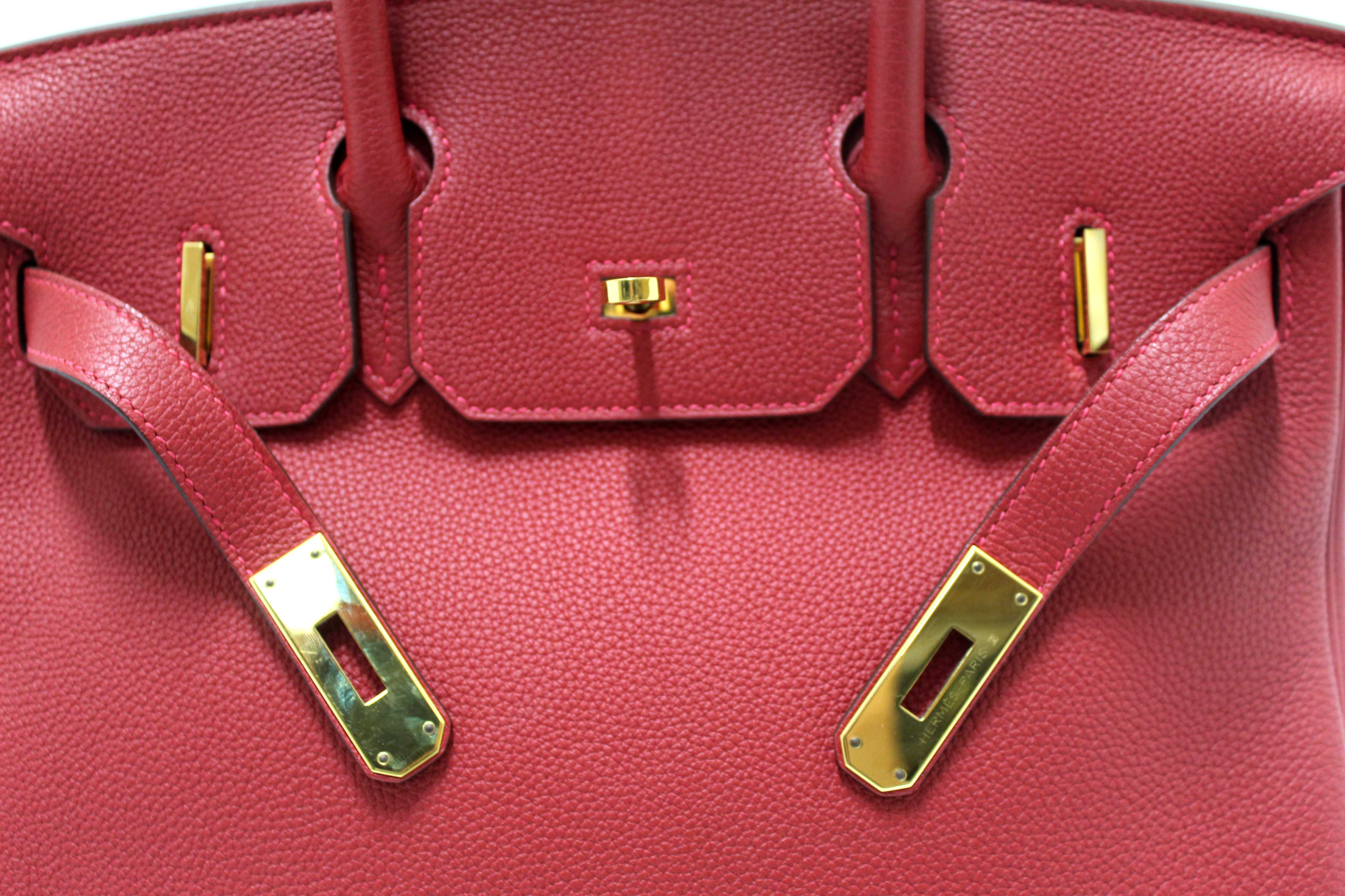 Authentic Hermes Red Togo Leather Birkin 30 Handbag