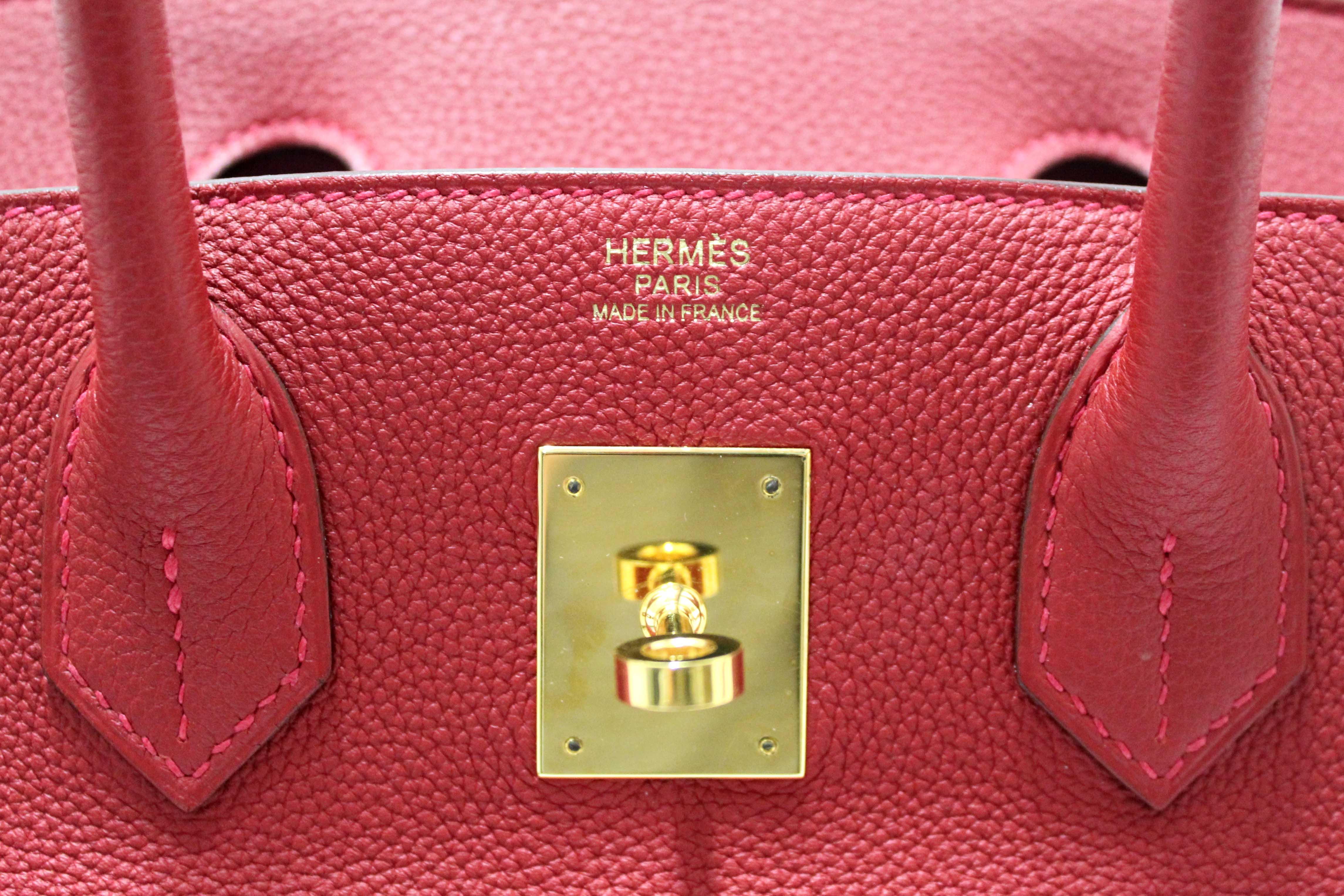 Authentic Hermes Red Togo Leather Birkin 30 Handbag