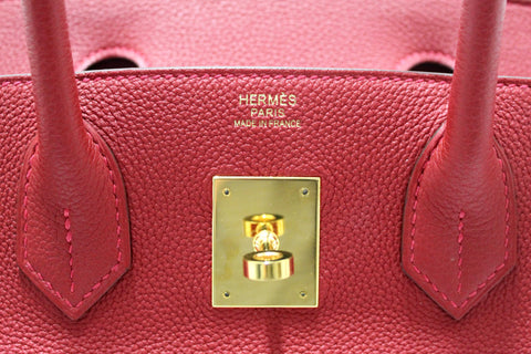 Authentic Hermes Red Togo Leather Birkin 30 Handbag