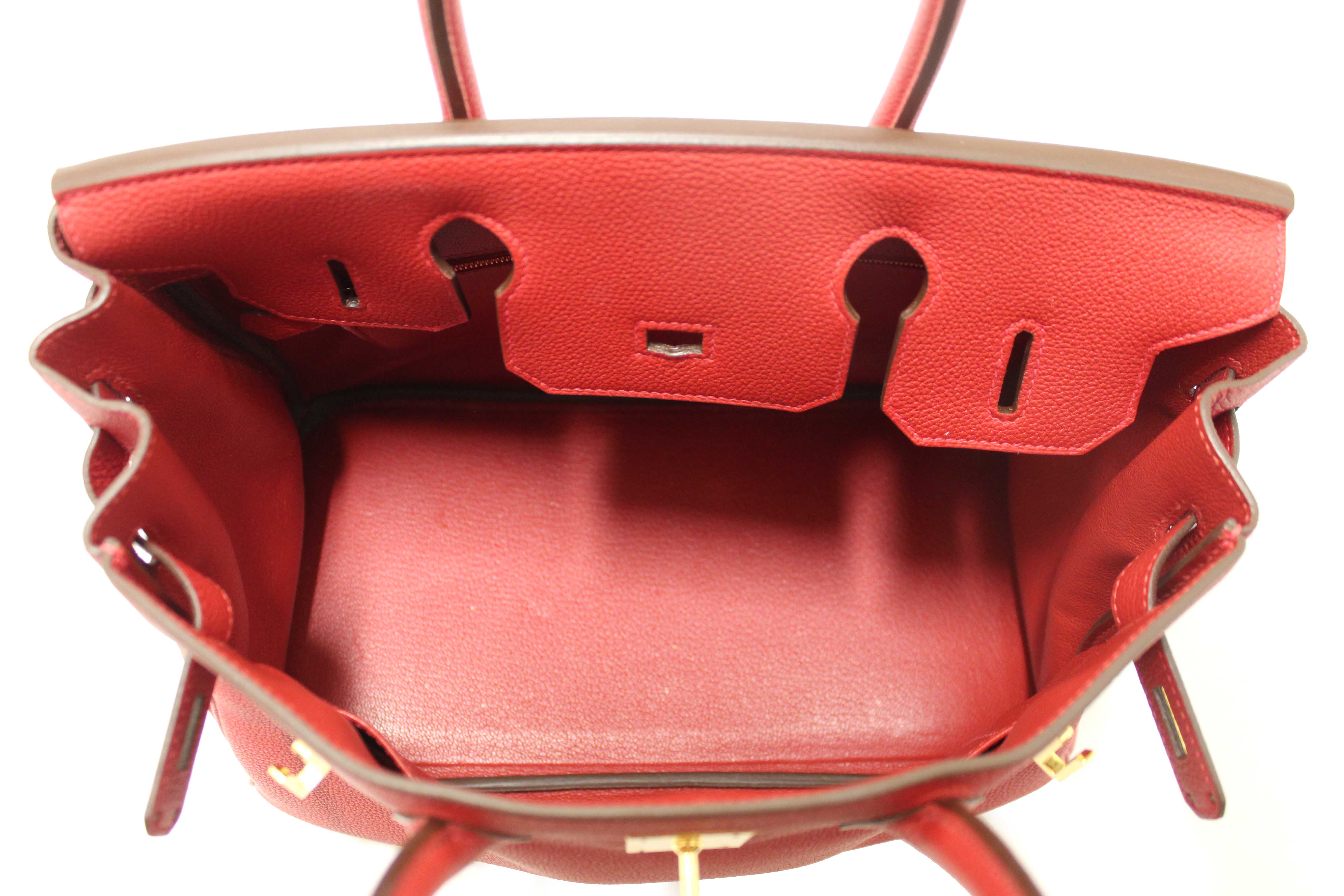 Authentic Hermes Red Togo Leather Birkin 30 Handbag