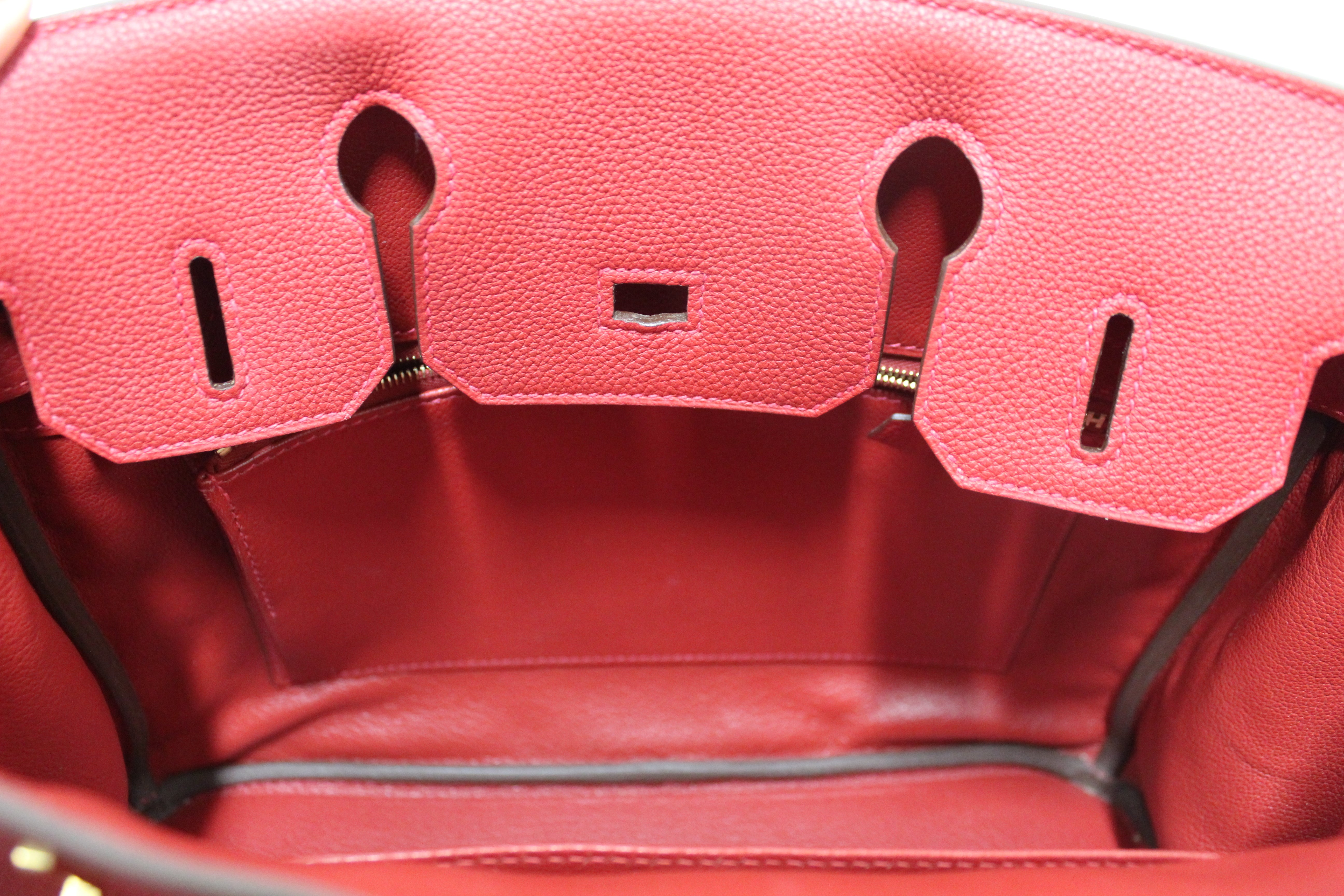 Authentic Hermes Red Togo Leather Birkin 30 Handbag