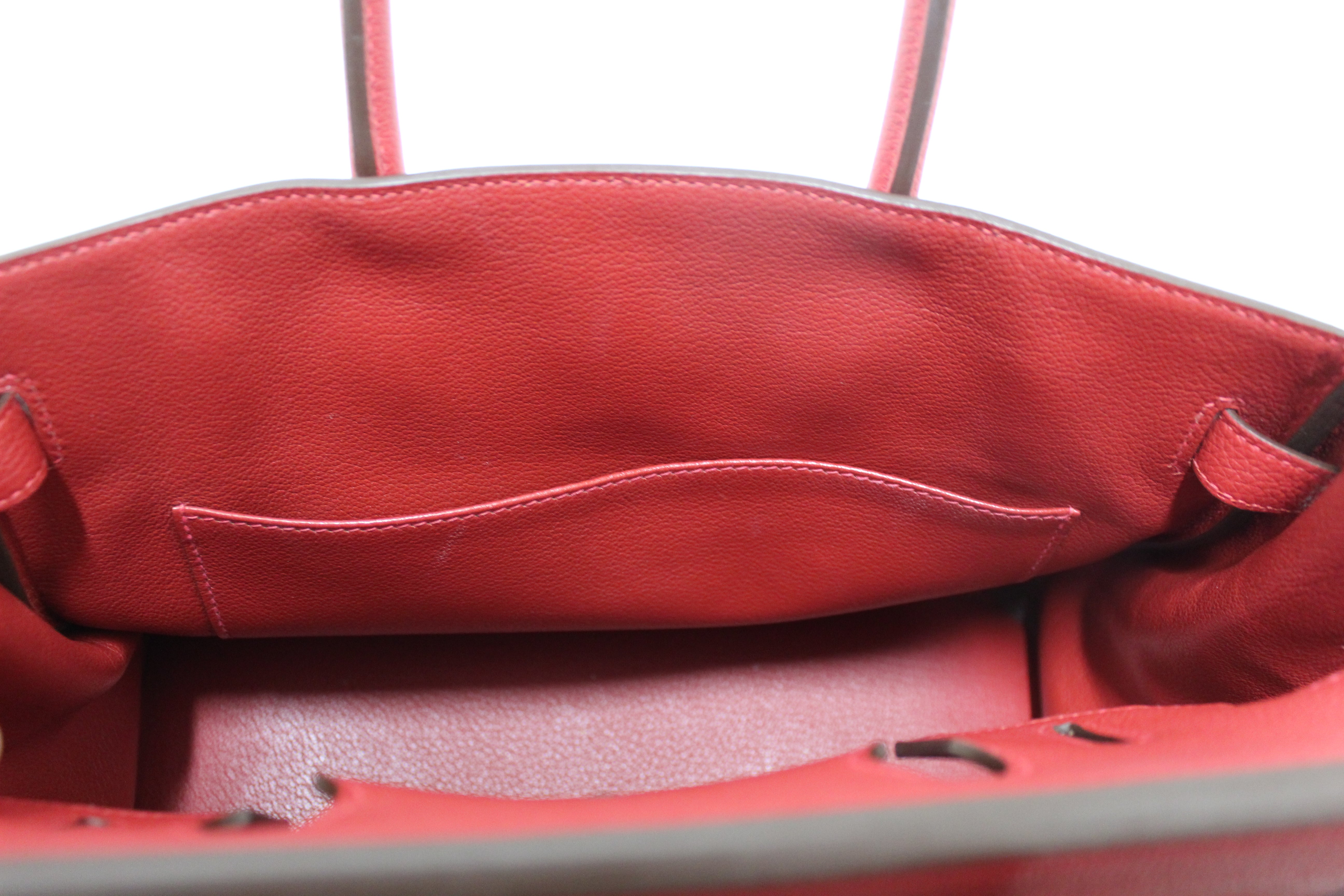 Authentic Hermes Red Togo Leather Birkin 30 Handbag