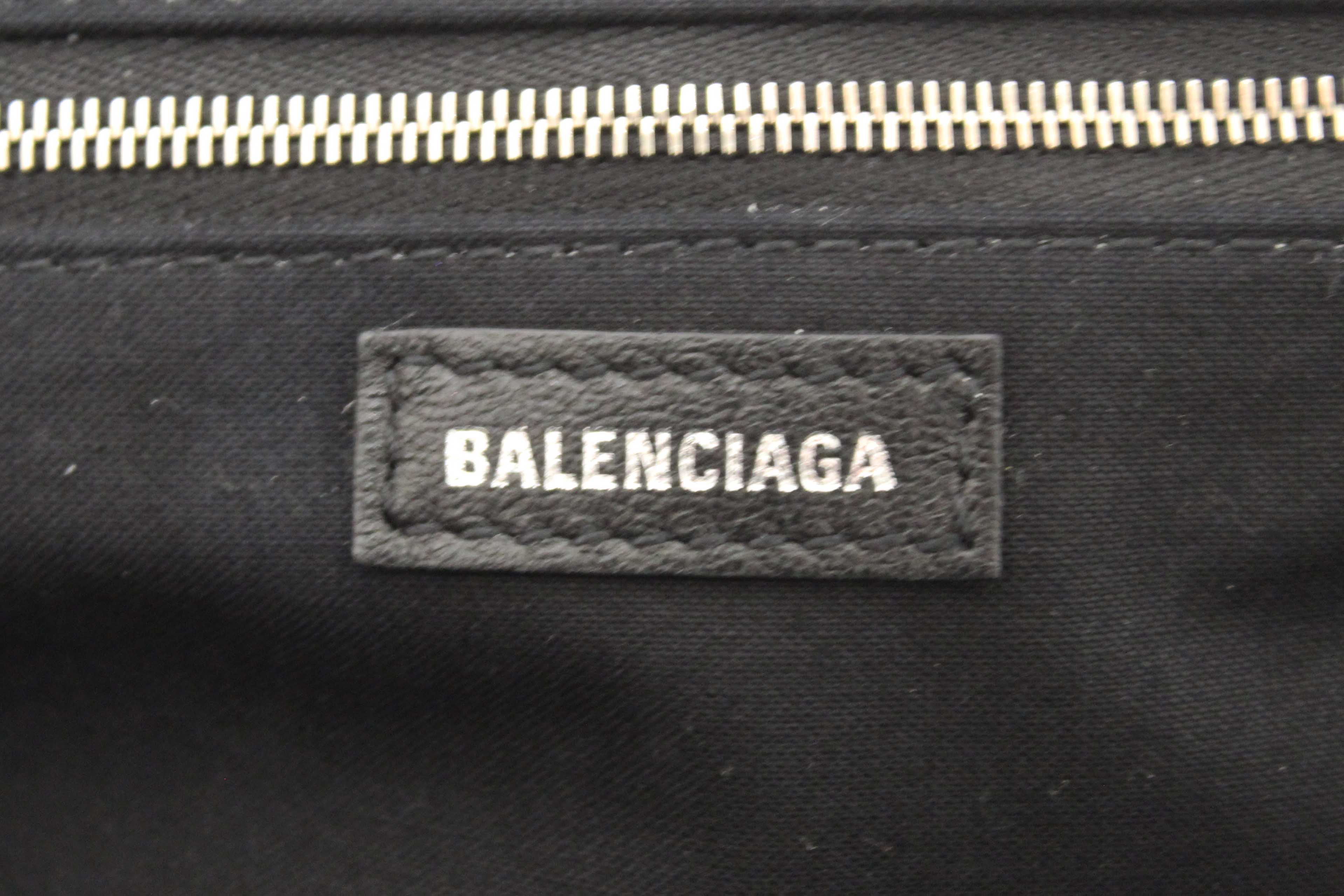 Authentic NEW Balenciaga Blue Grained Calfskin Leather XL Cloud Clutch with Strap