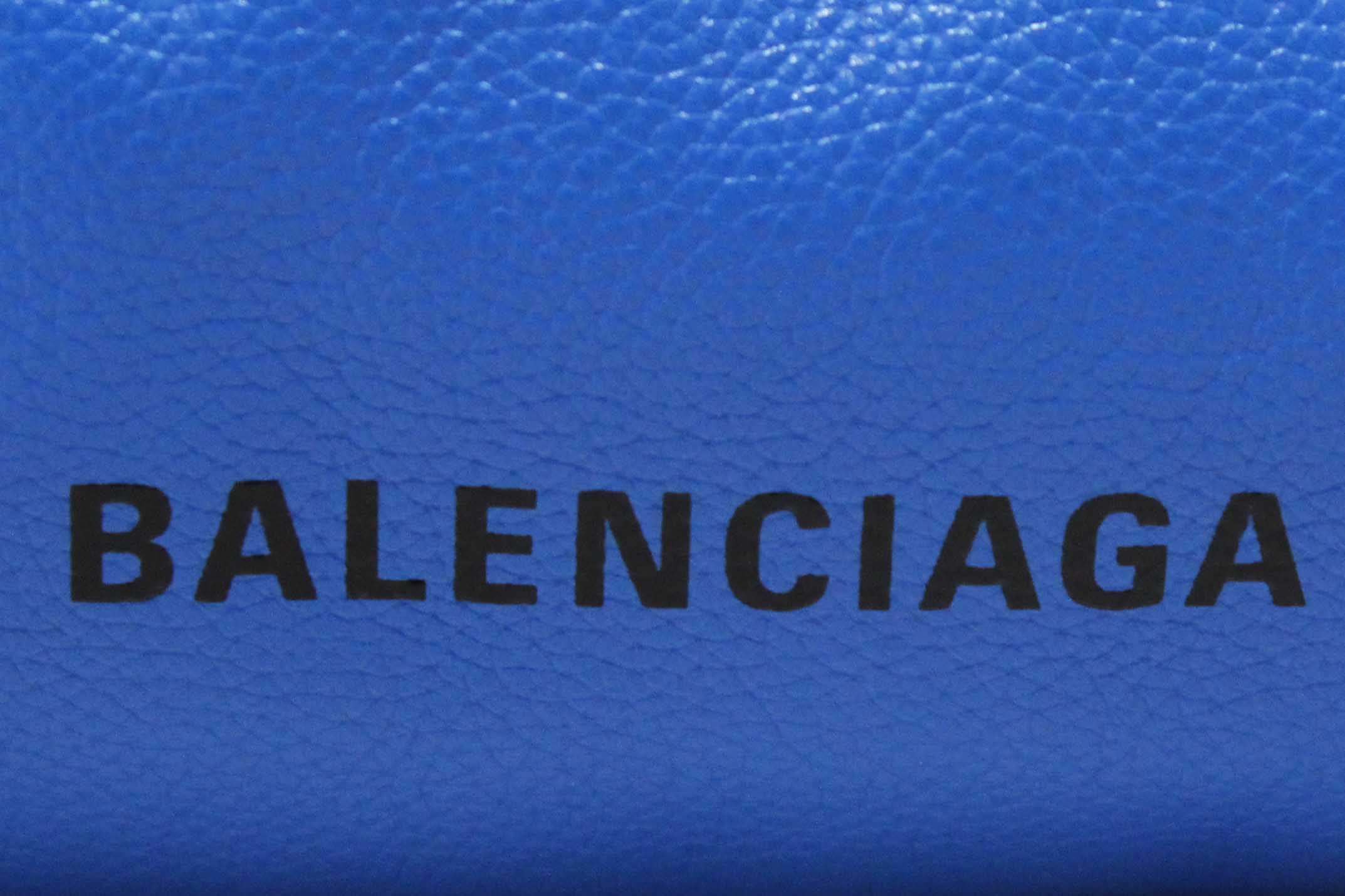 Authentic NEW Balenciaga Blue Grained Calfskin Leather XL Cloud Clutch with Strap