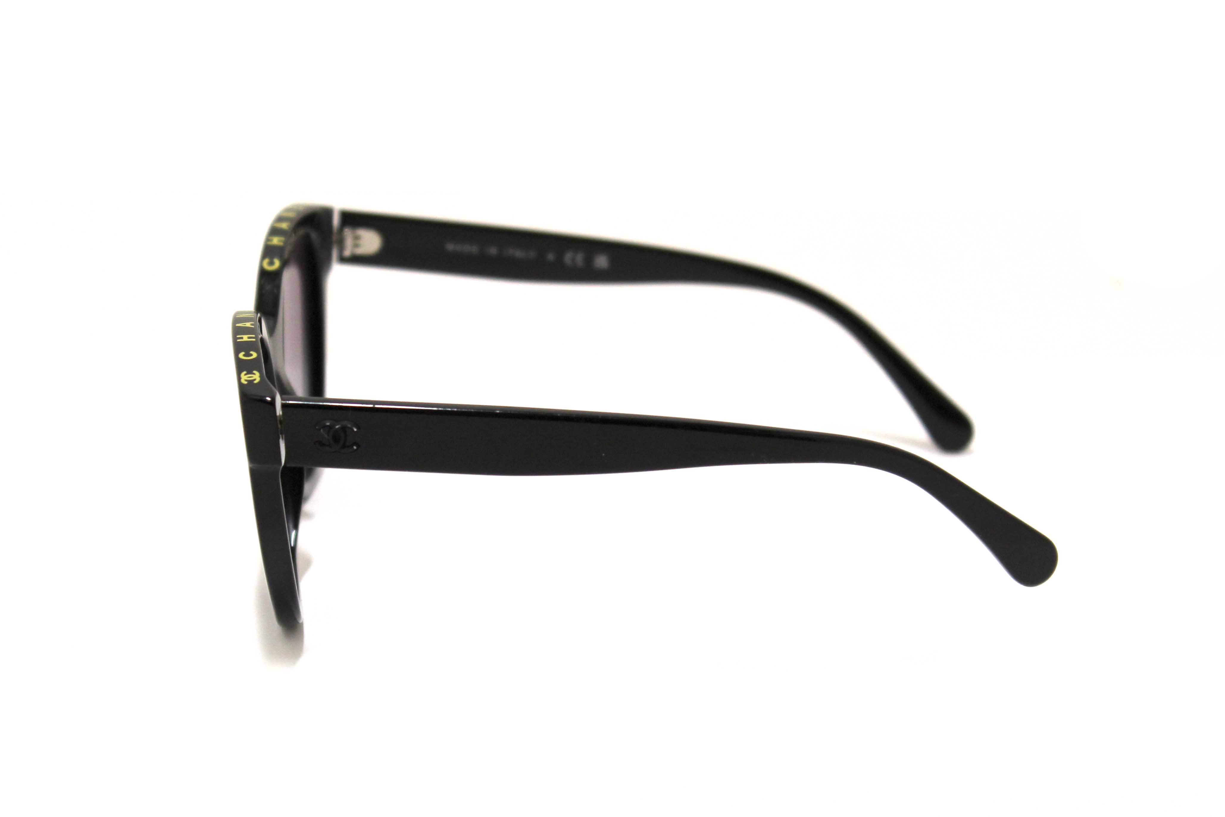 Authentic Chanel Black Acetate CC Butterfly Sunglasses