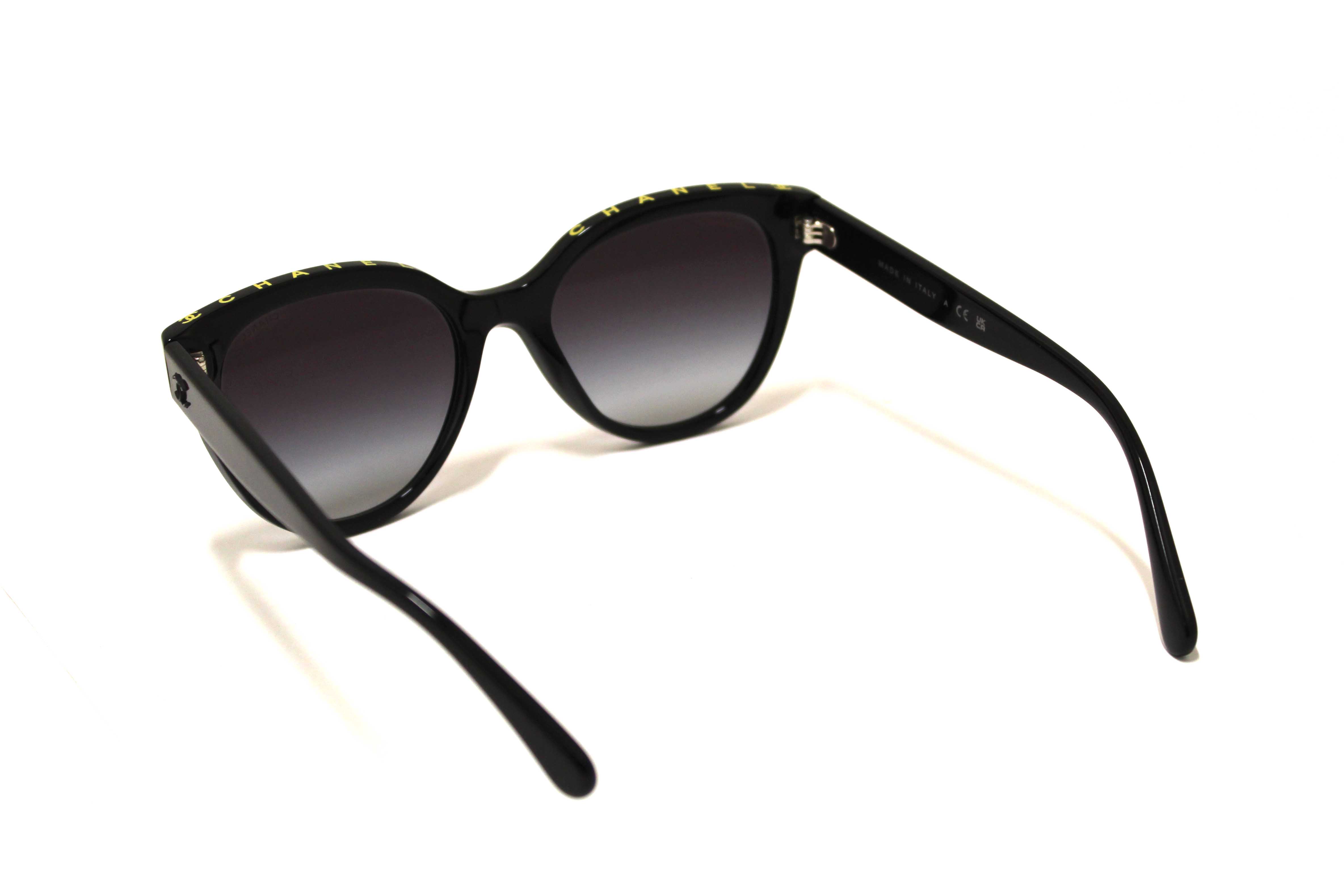 Authentic Chanel Black Acetate CC Butterfly Sunglasses