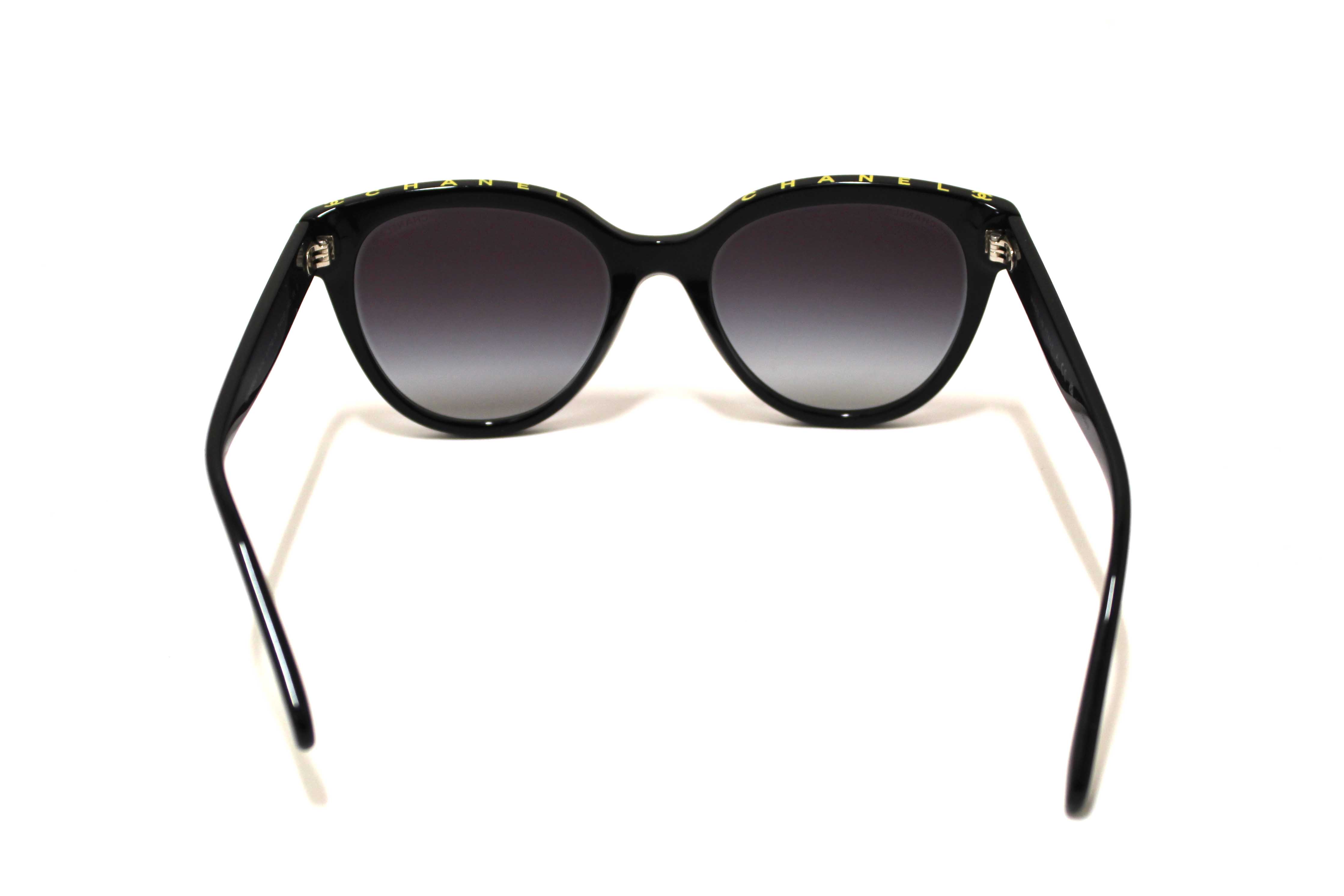 Authentic Chanel Black Acetate CC Butterfly Sunglasses