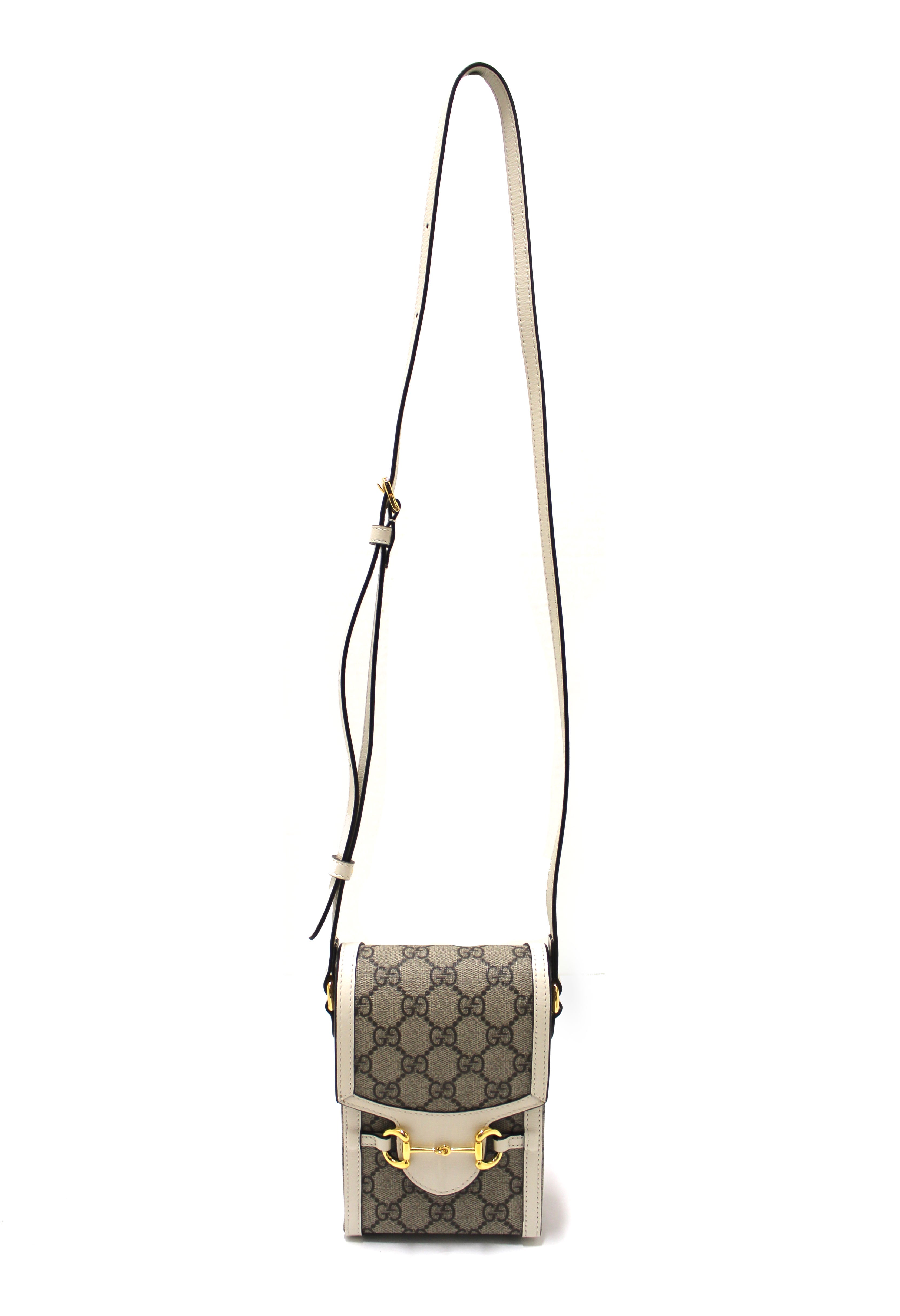 Authentic Gucci GG Supreme Canvas Horsebit 1955 Vertical Crossbody Bag